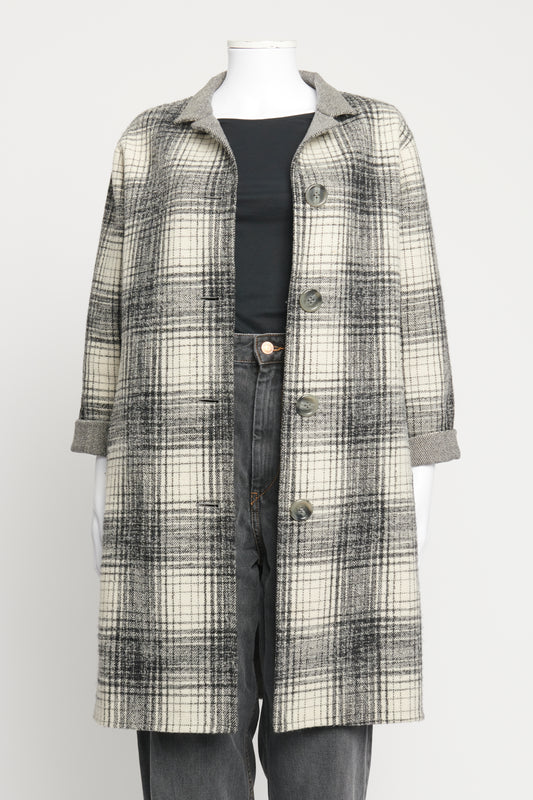 Grey Checkered Fleece Preowned Coat