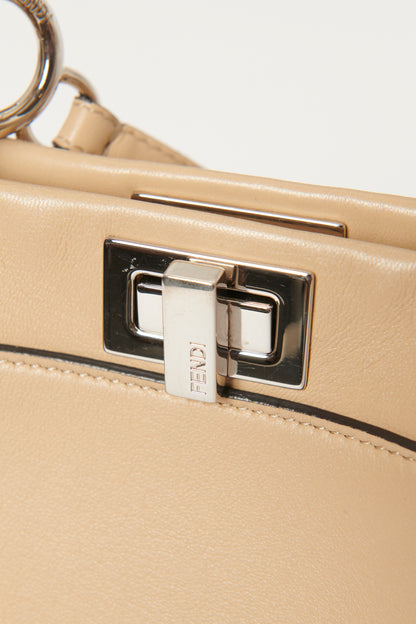 Beige Leather Preowned Peekaboo Mini Top Handle Bag