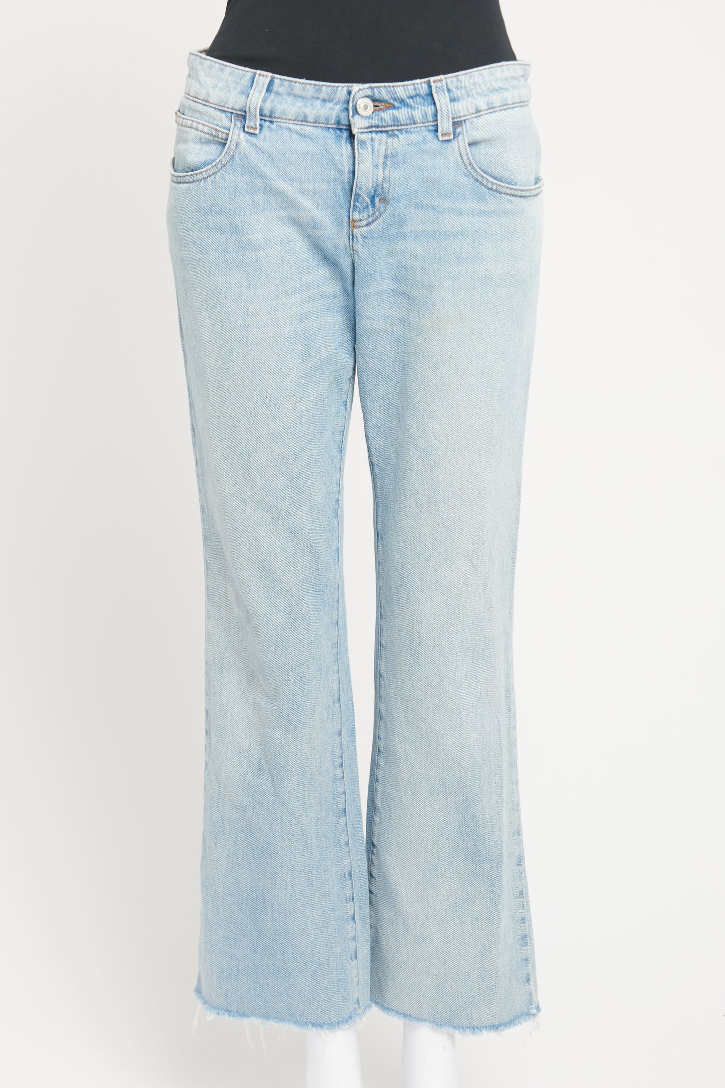 Blue Denim Frayed Hem Preowned Jeans