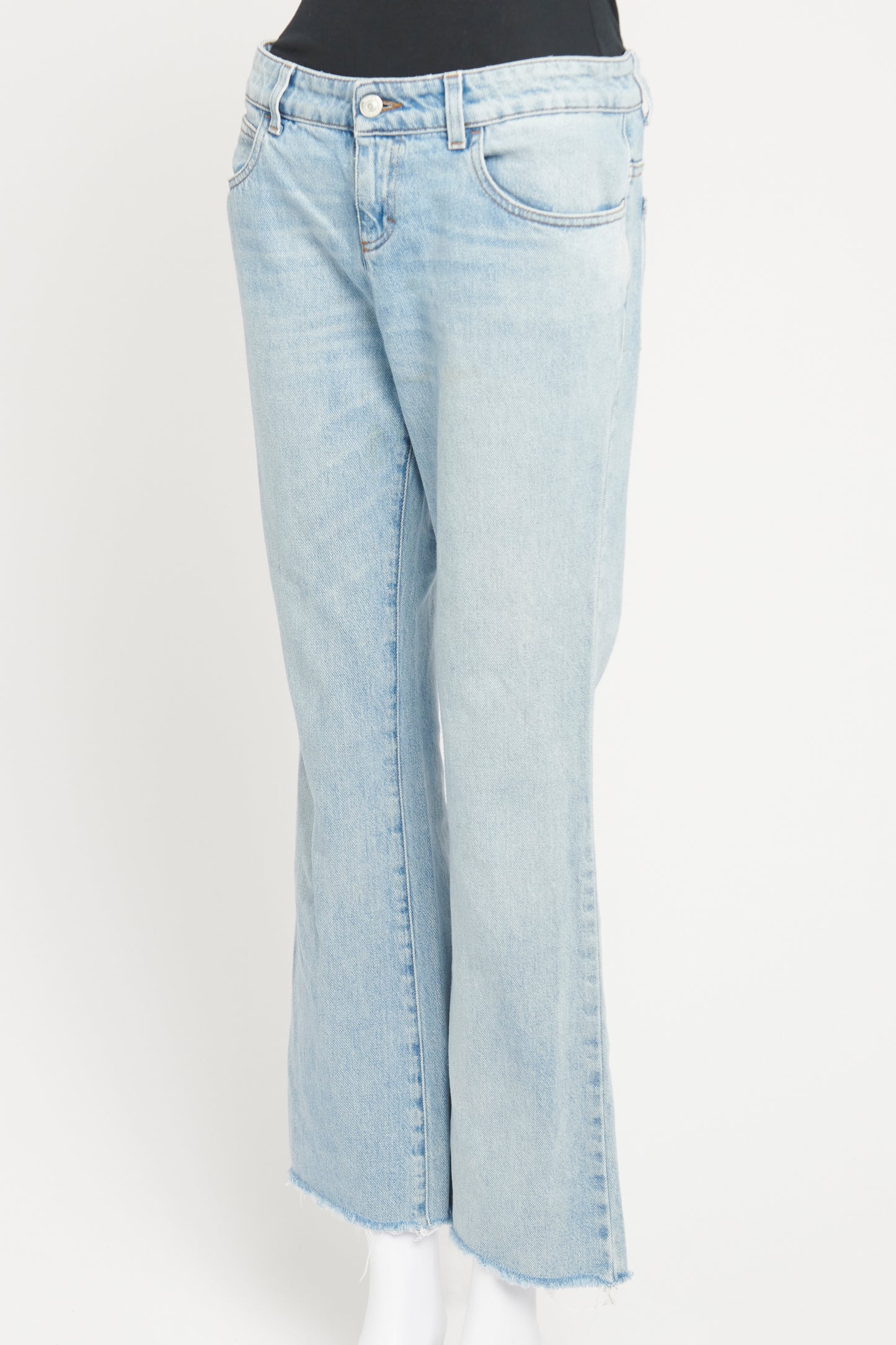 Blue Denim Frayed Hem Preowned Jeans