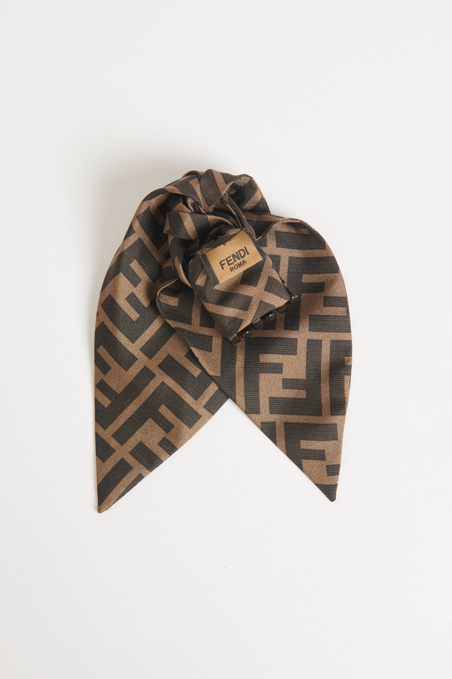 Brown Logo Preowned Silk Bow Fastener