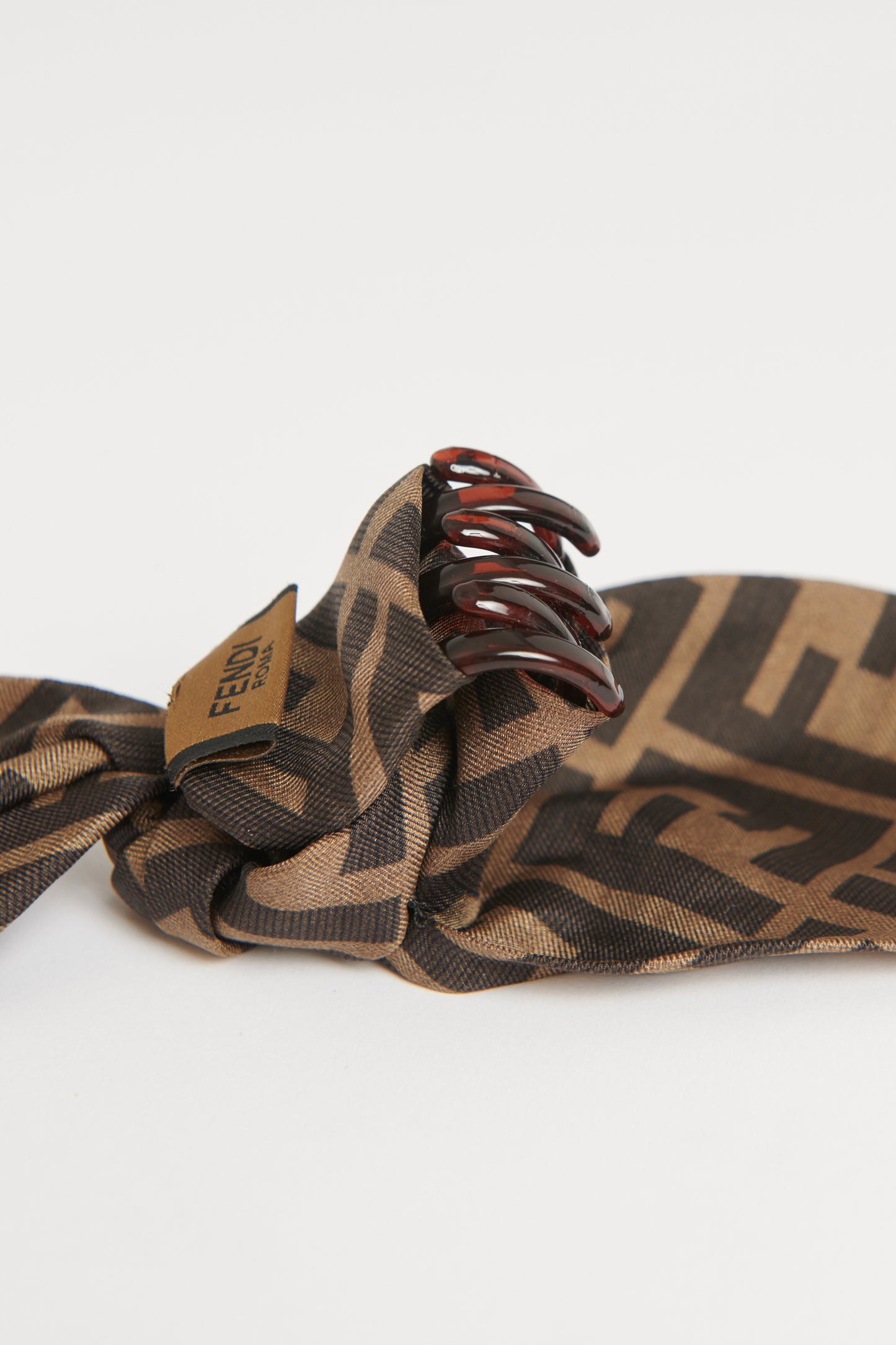 Brown Logo Preowned Silk Bow Fastener