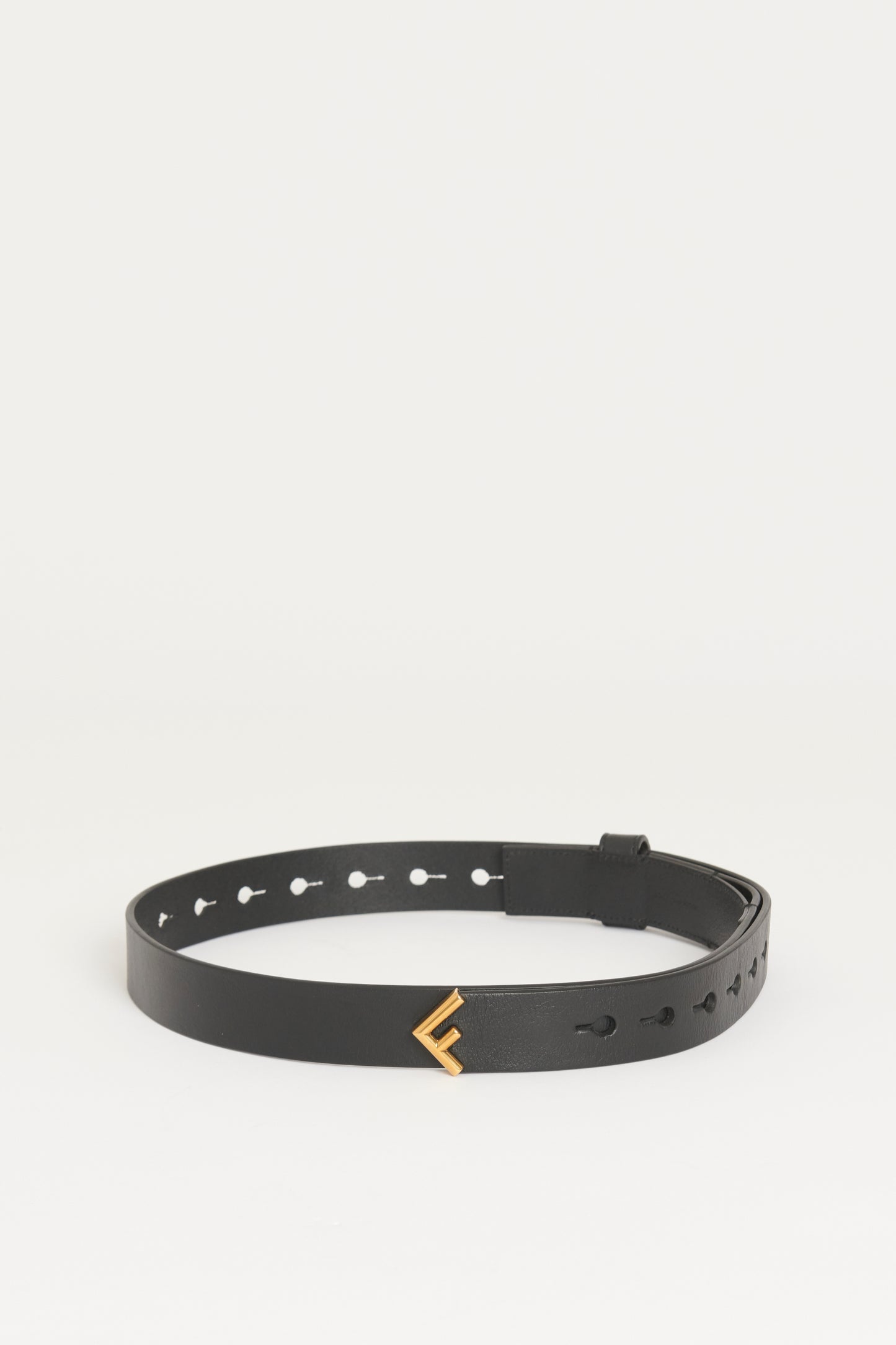 Black Preowned Belt With Antique Gold Hardware
