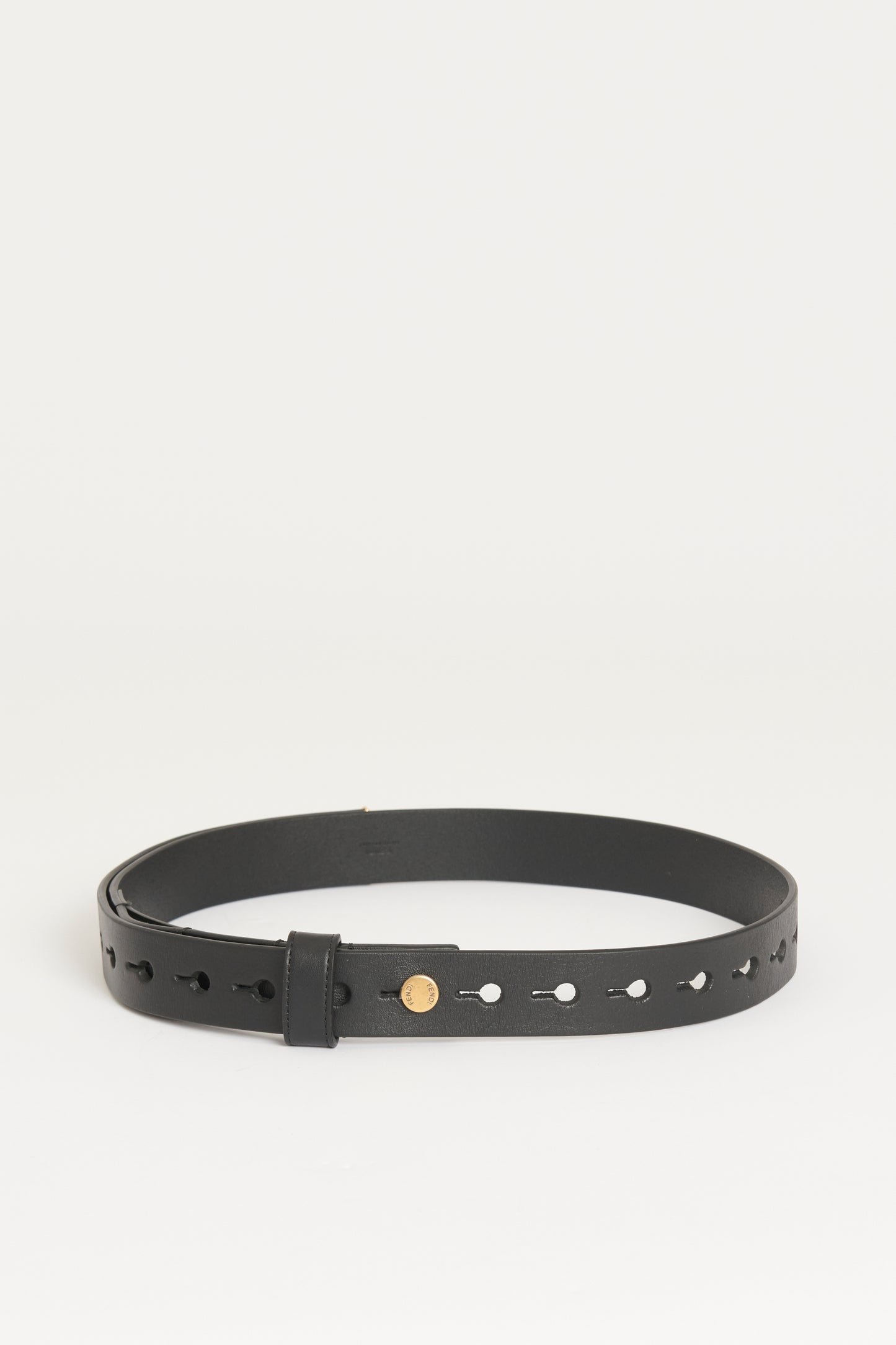 Black Preowned Belt With Antique Gold Hardware