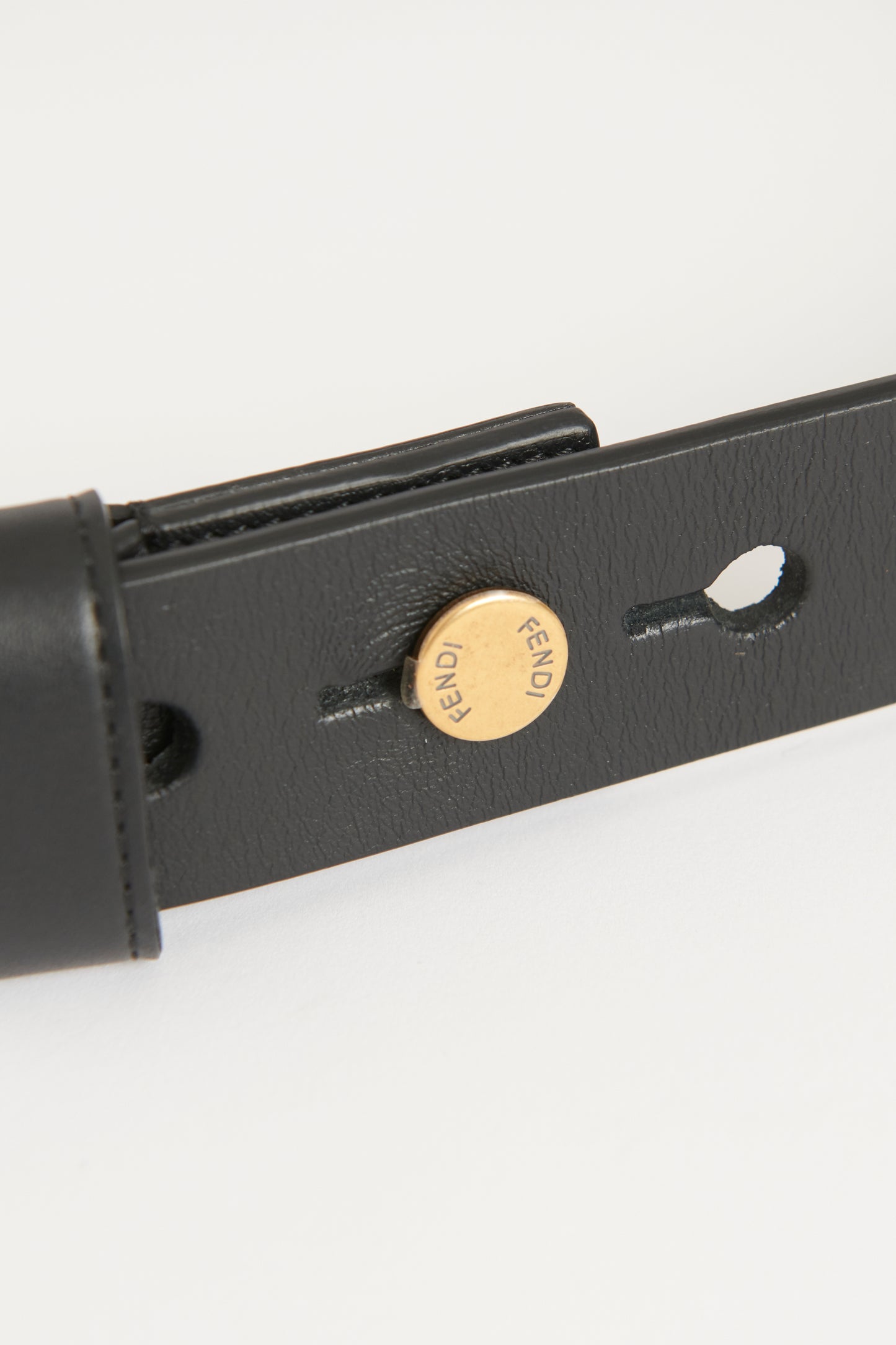 Black Preowned Belt With Antique Gold Hardware