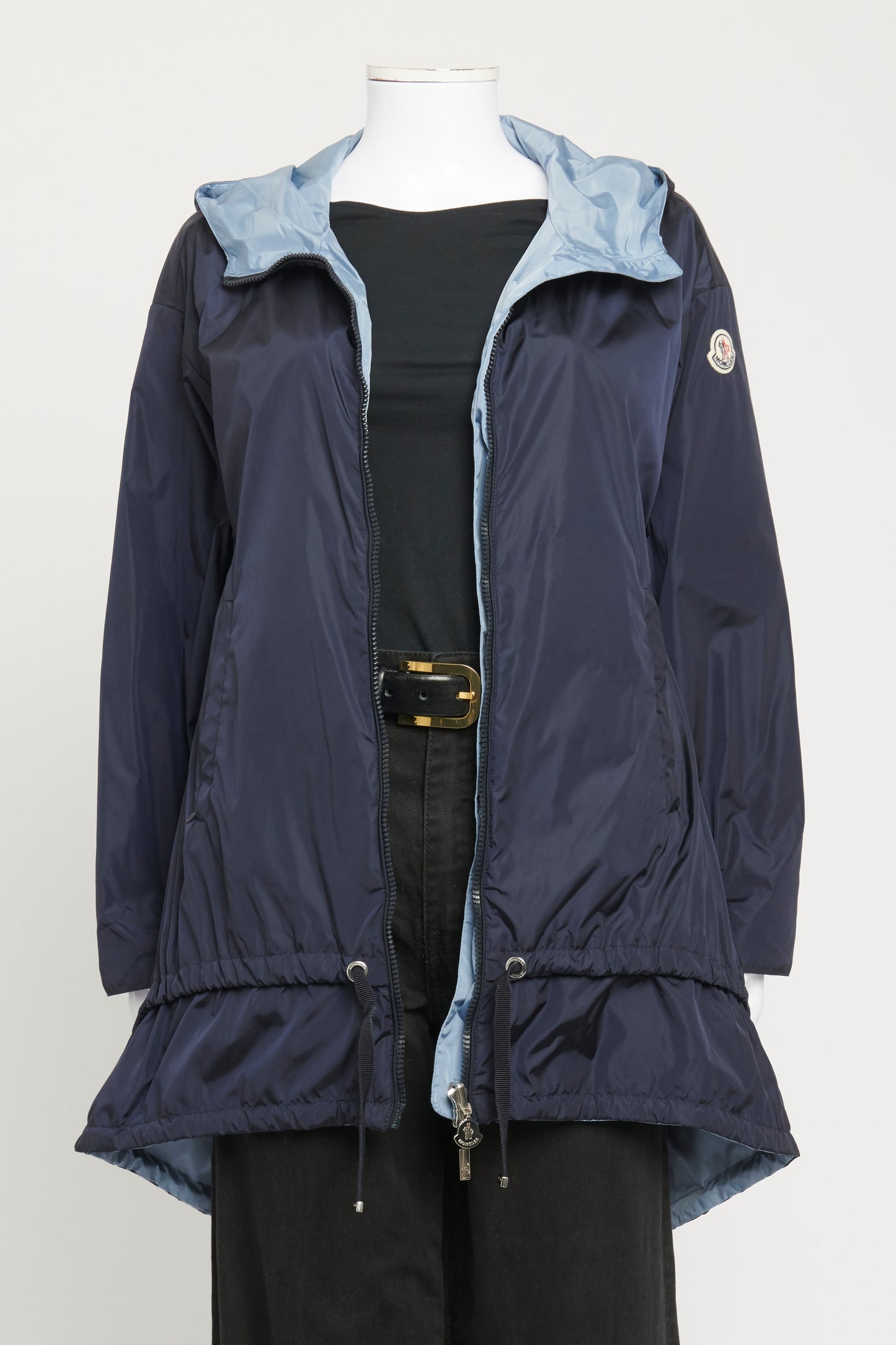 Blue Preowned Reversible Grouchy Hooded Coat