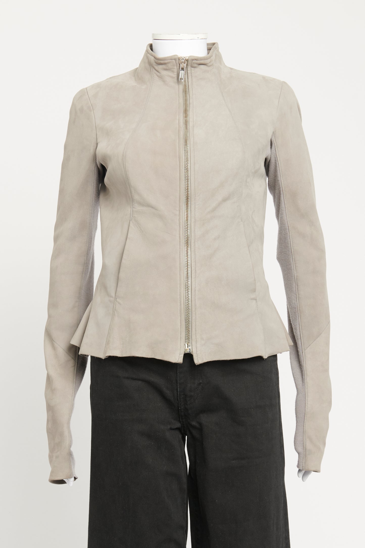 Grey Suede Preowned Flared Jacket