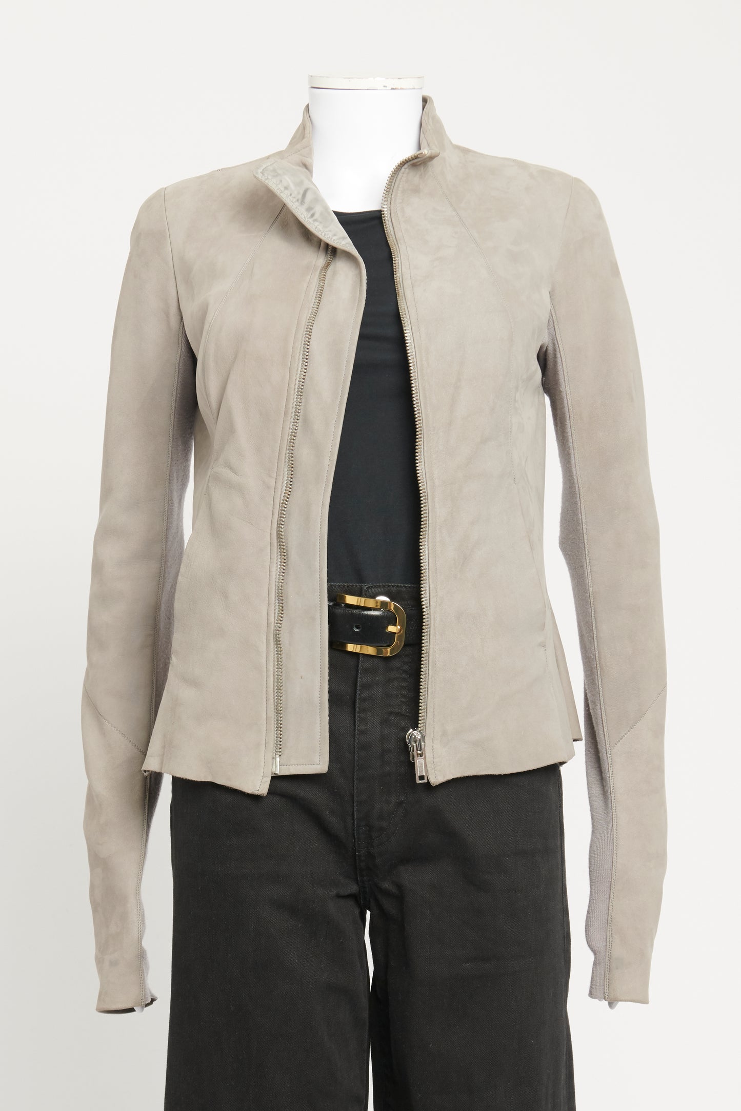 Grey Suede Preowned Flared Jacket