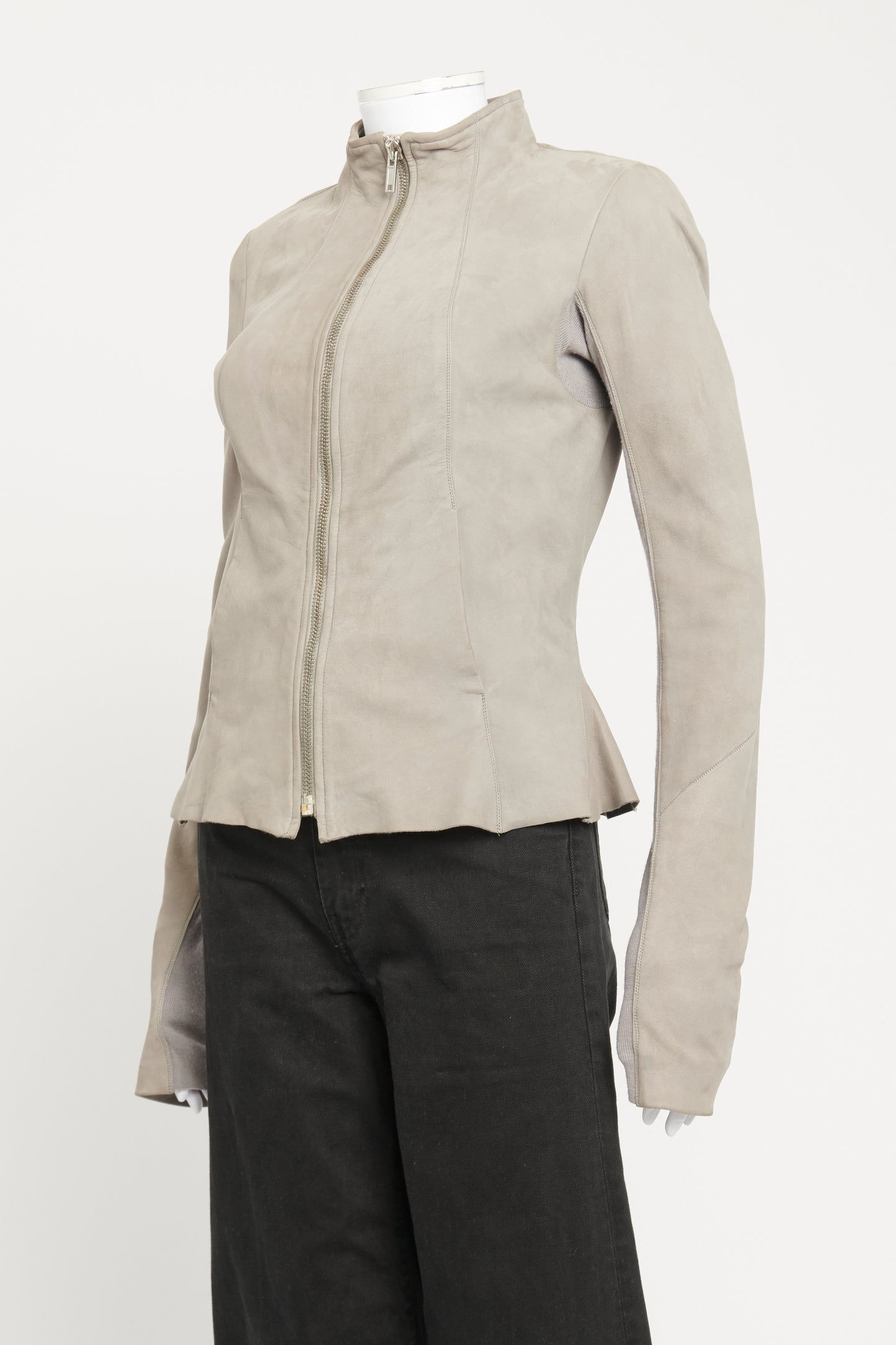 Grey Suede Preowned Flared Jacket