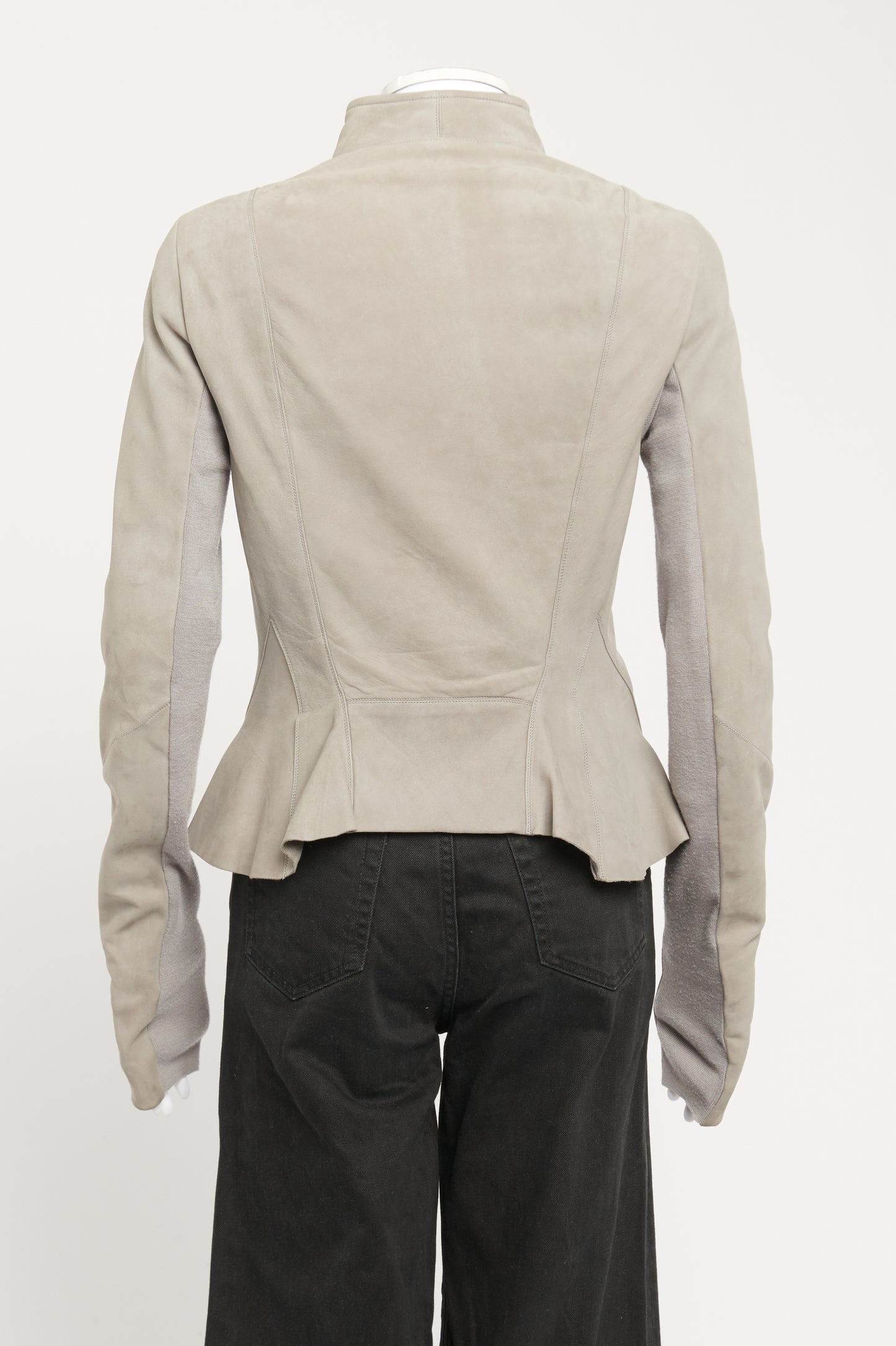 Grey Suede Preowned Flared Jacket