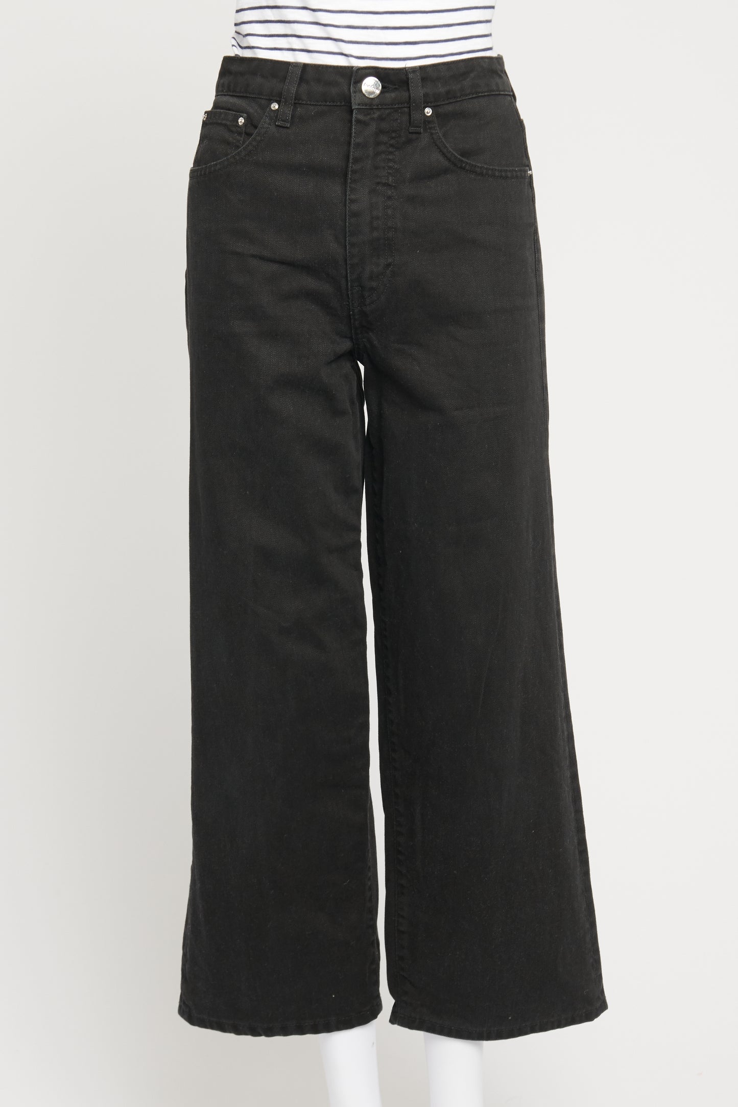 Black Preowned Flair Cropped Denim