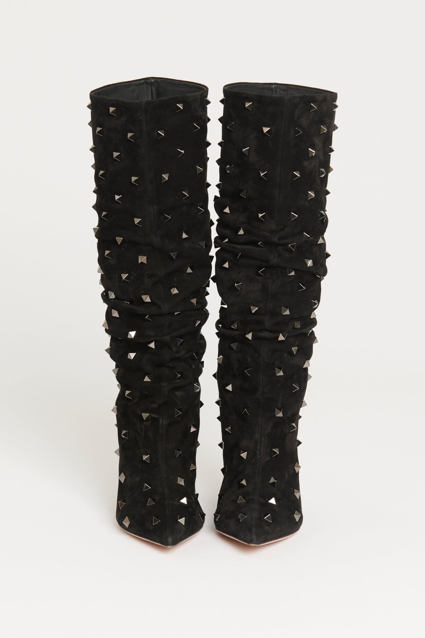 Black Suede Slouchy Rockstud Preowned Boots