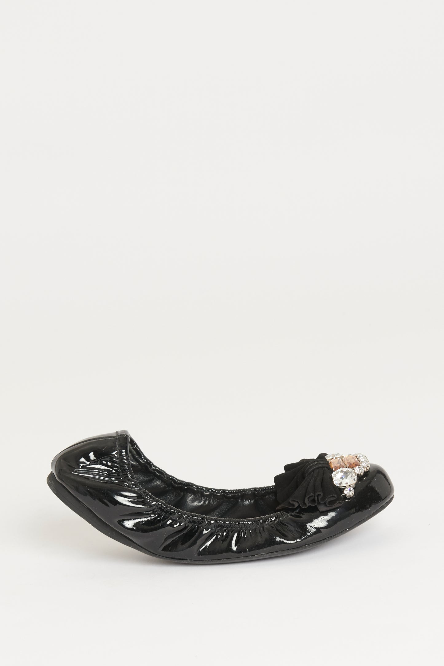 Black Patent Preowned Foldable Ballet Flats