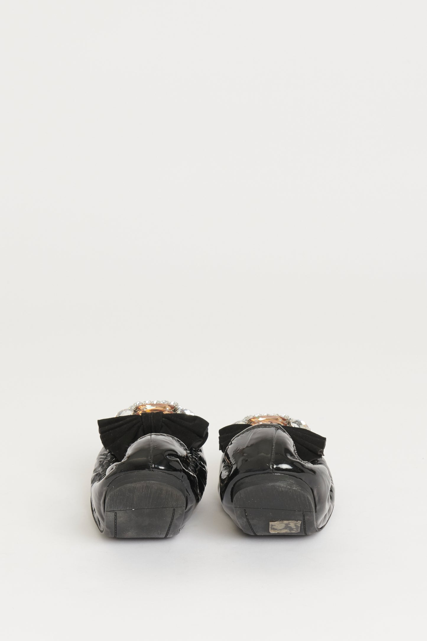 Black Patent Preowned Foldable Ballet Flats