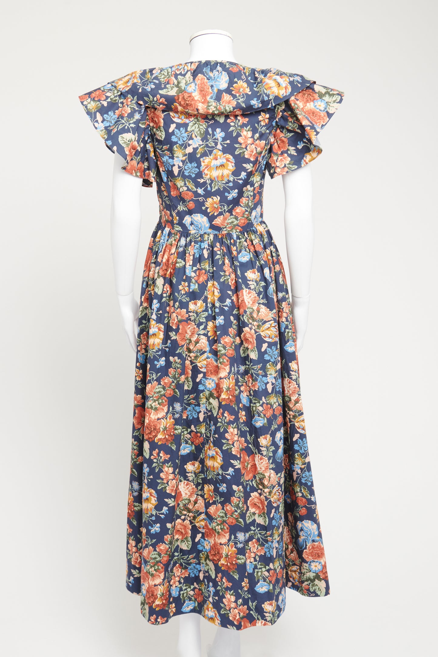 Blue Preowned Maxi Dress With Floral Print