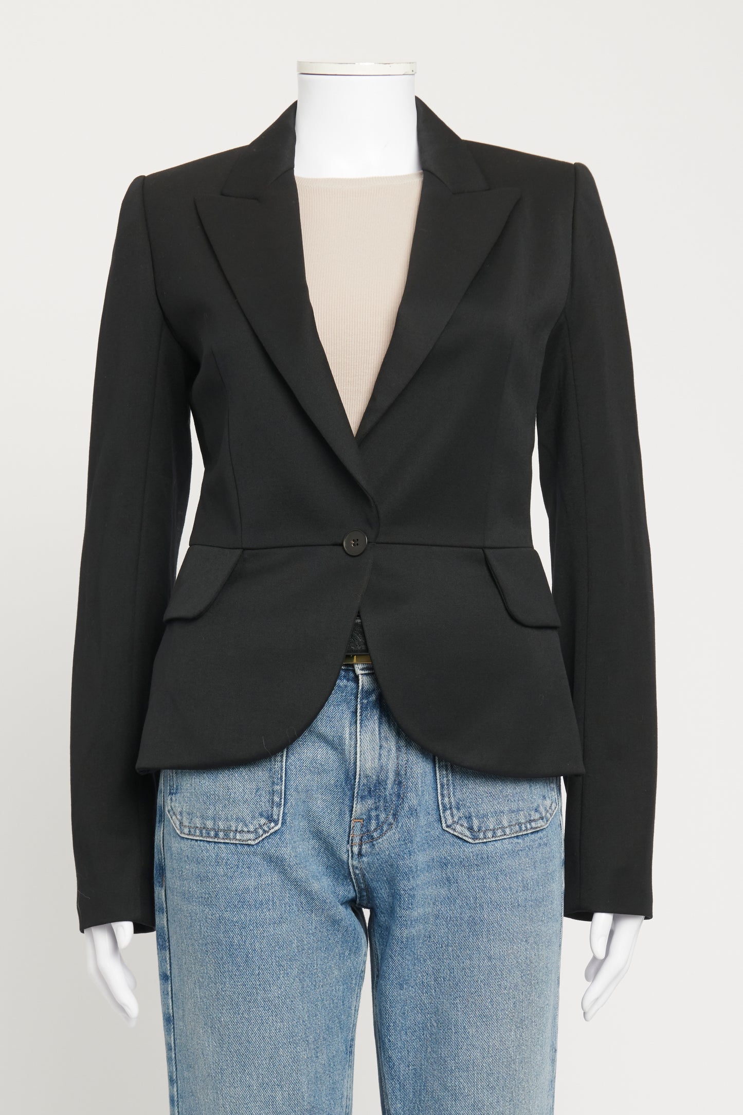 Black Preowned Cropped Blazer