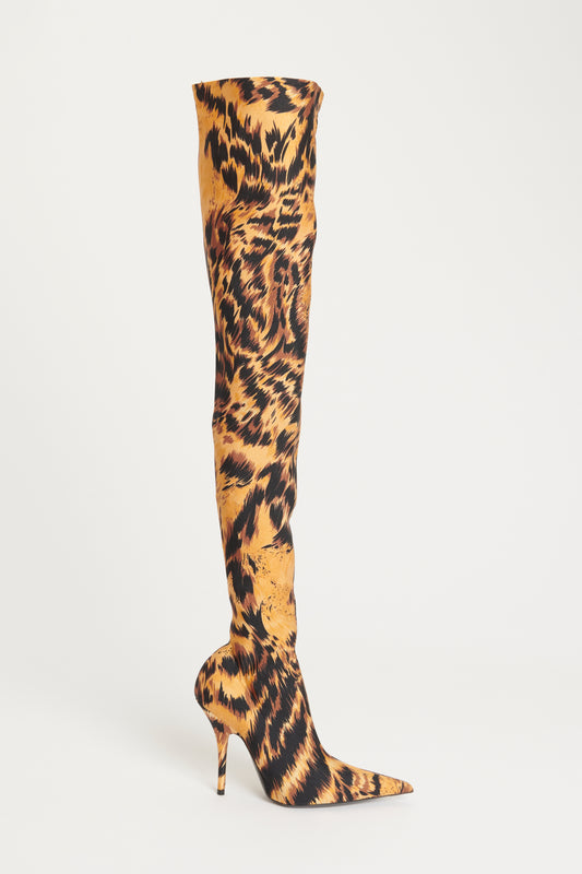 2018 Animal Print Preowned Knife Over The Knee Boots