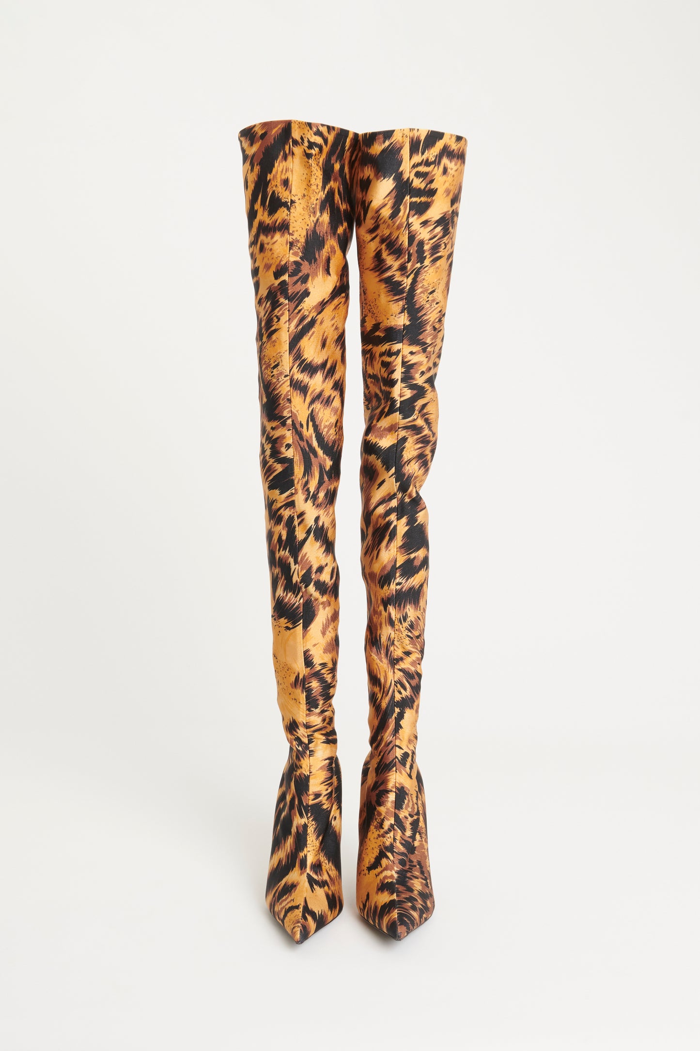 Animal Print Preowned Knife Over The Knee Boots