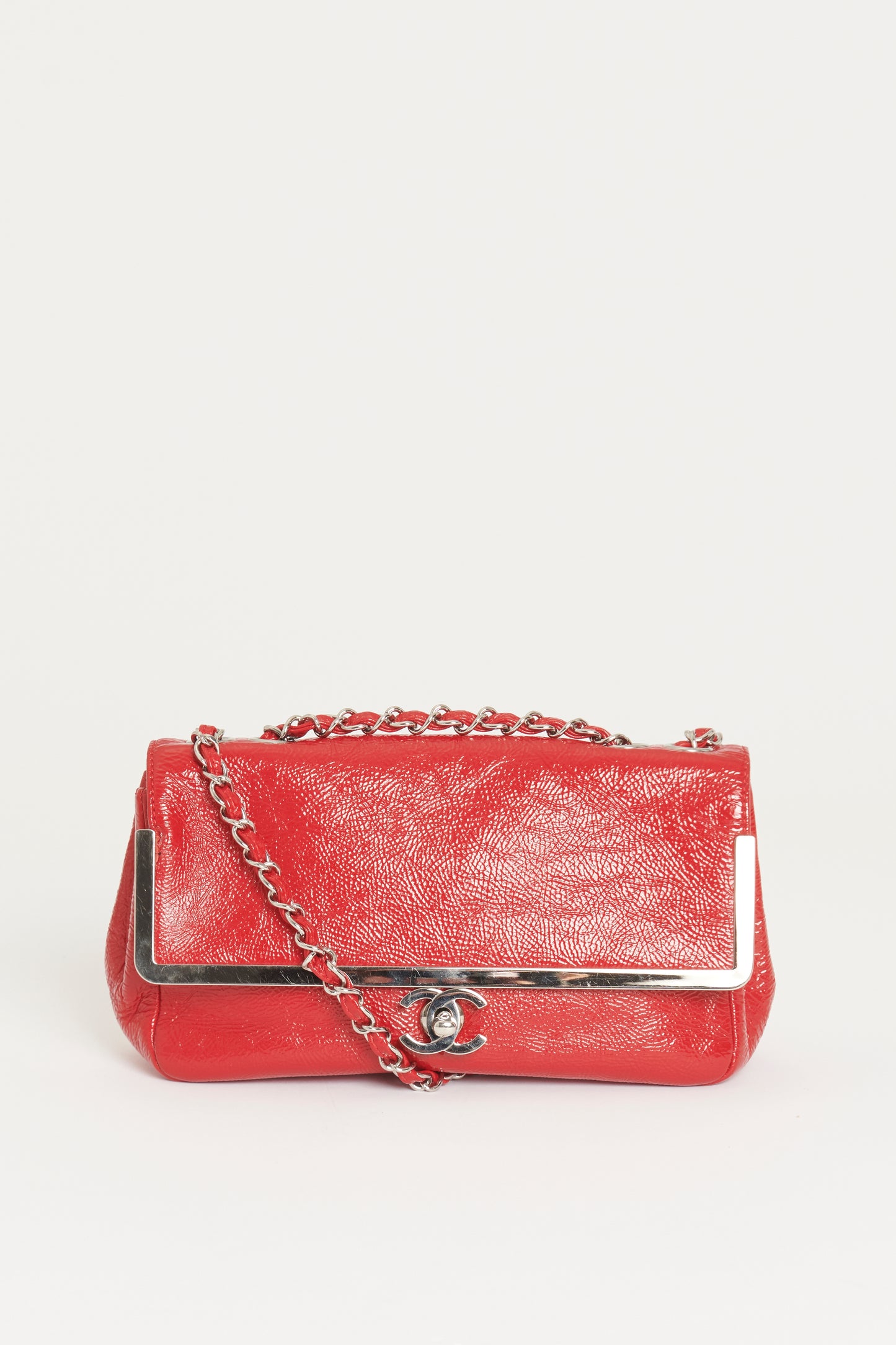 2006 Red Patent Aged Calfskin Preowned Flap Bag