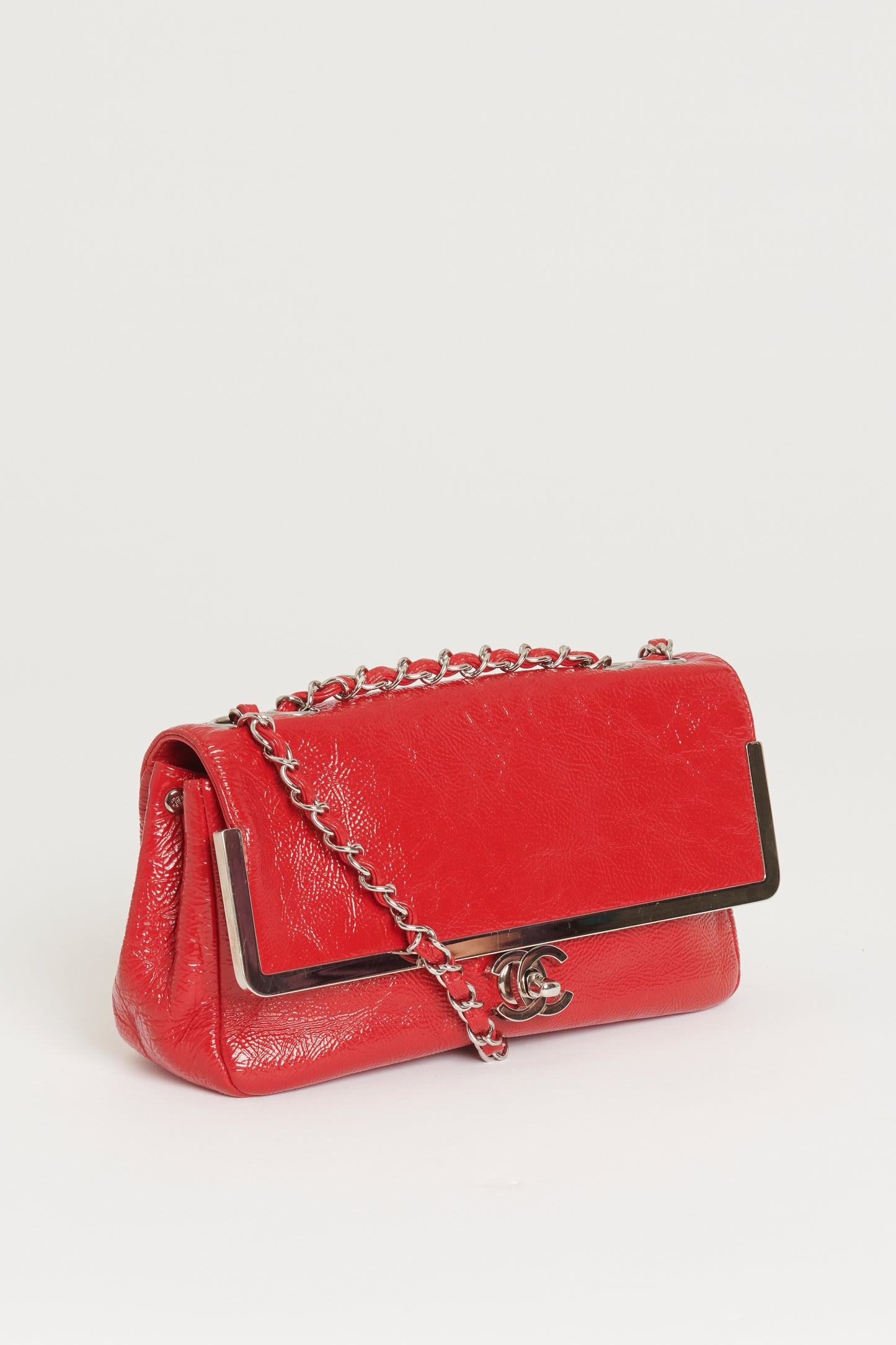 2006 Red Patent Aged Calfskin Preowned Flap Bag