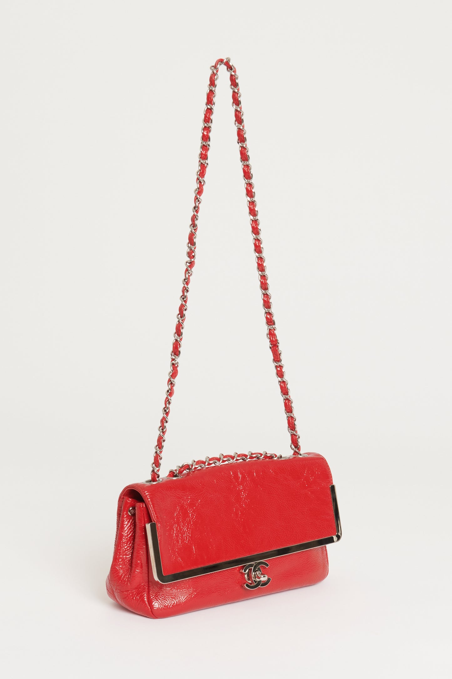 2006 Red Patent Aged Calfskin Preowned Flap Bag