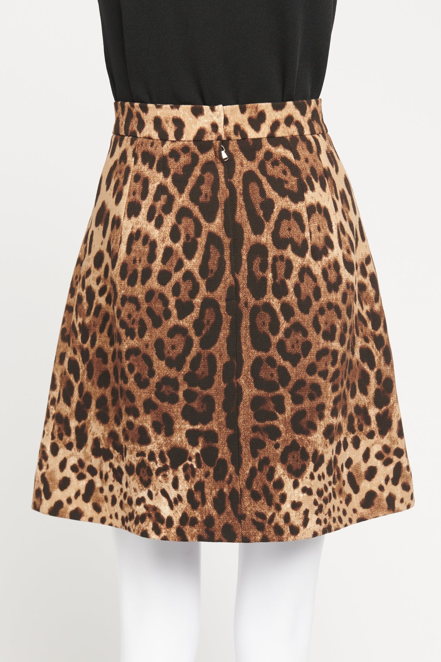 Leopard Print Wool Preowned Mini Skirt