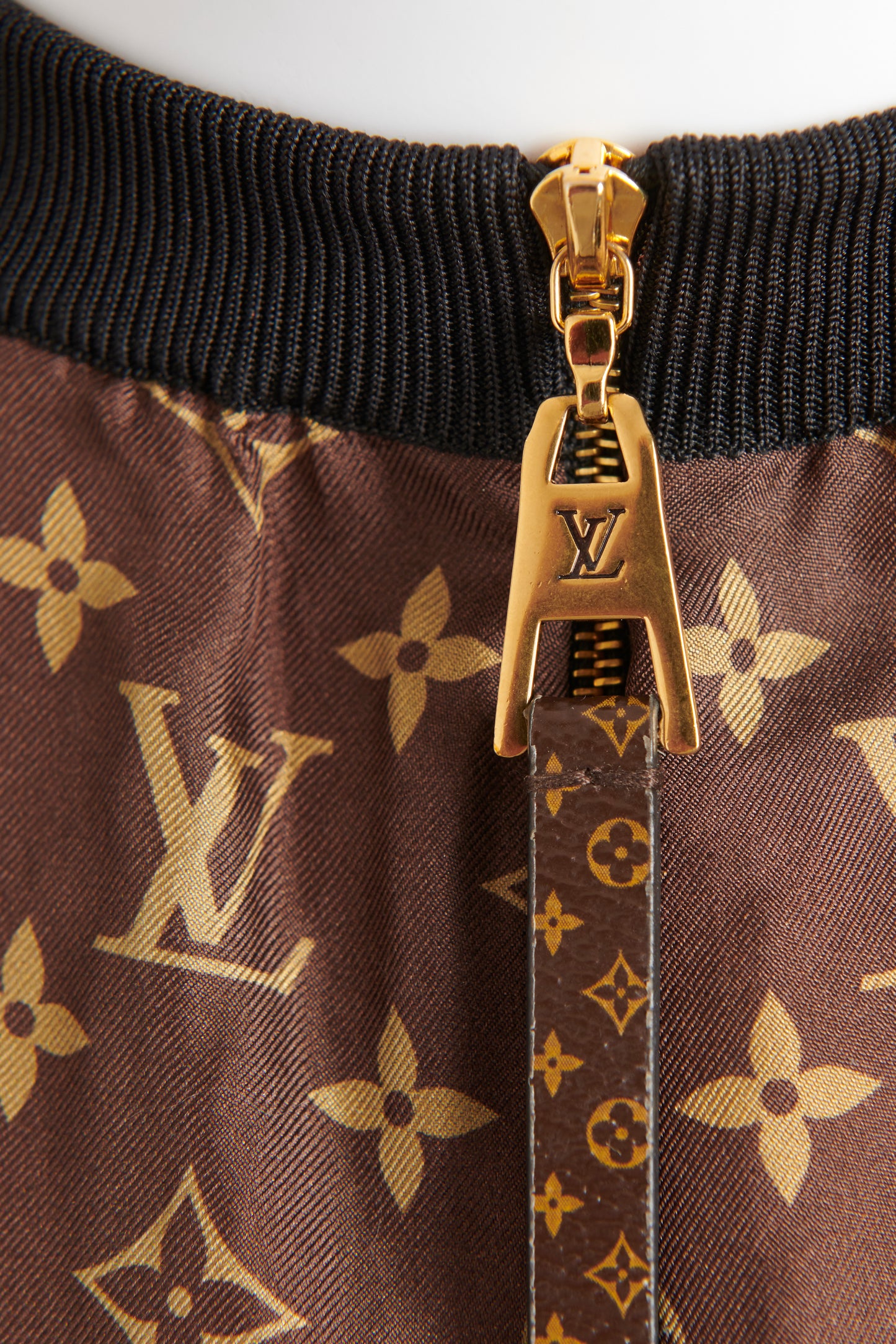 Brown Silk Preowned Monogram Print Sweater Dress