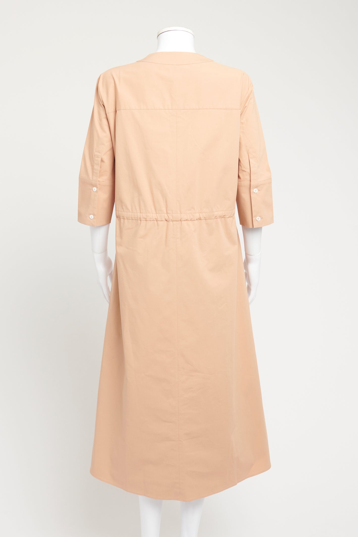 Nude Cotton V-Neck Preowned Midi Dress