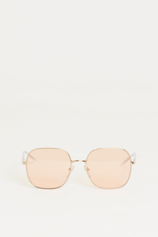 Pale Gold Metal Preowned Decode Square Sunglasses