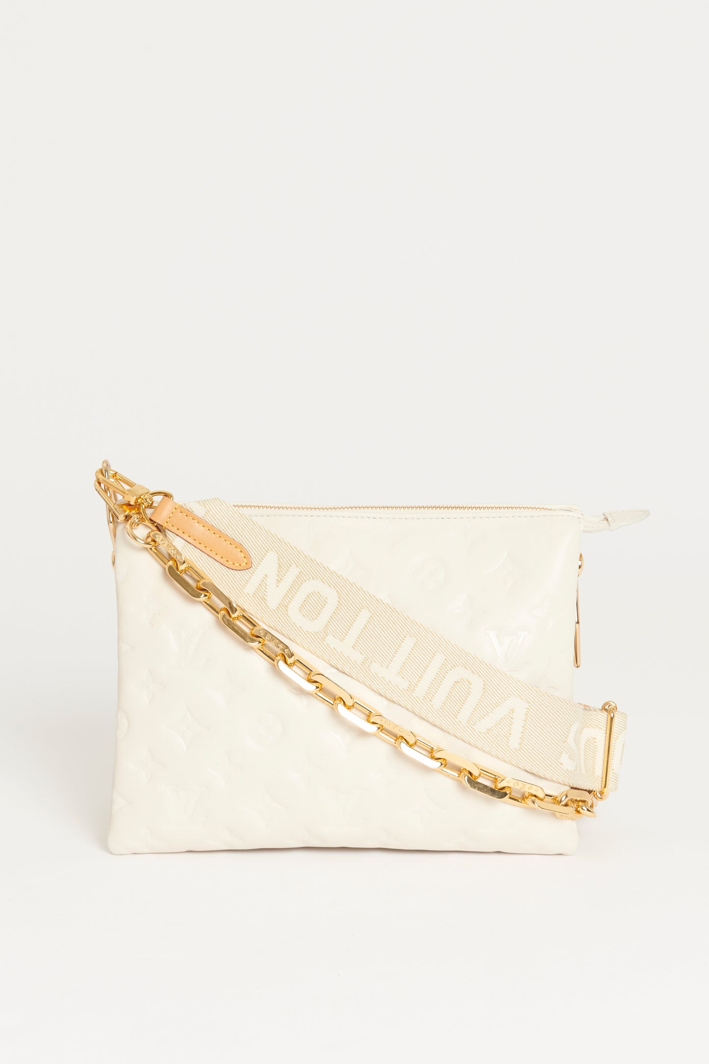 Cream Leather Preowned Coussin PM Bag