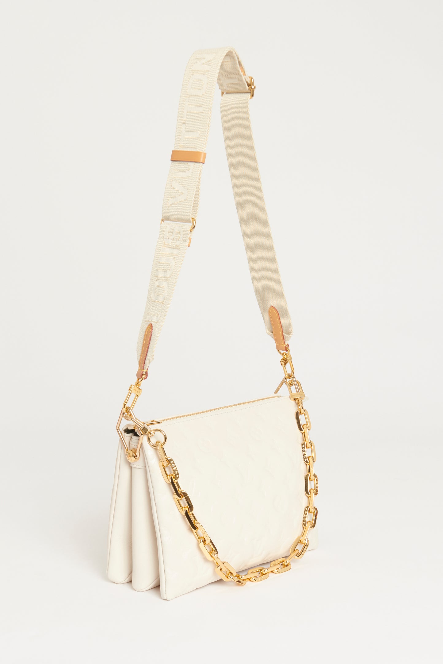 Cream Leather Preowned Coussin PM Bag