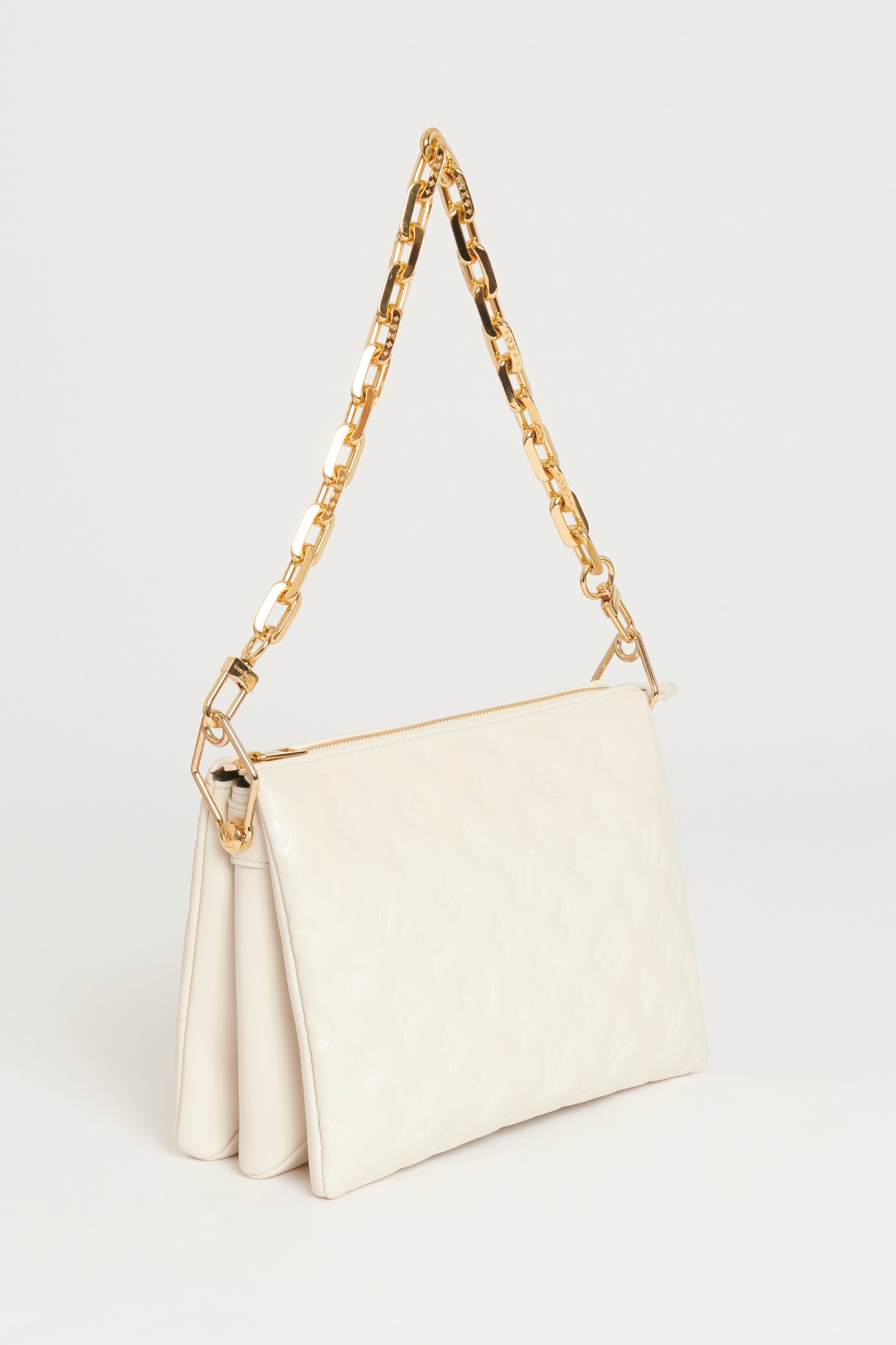 Cream Leather Preowned Coussin PM Bag