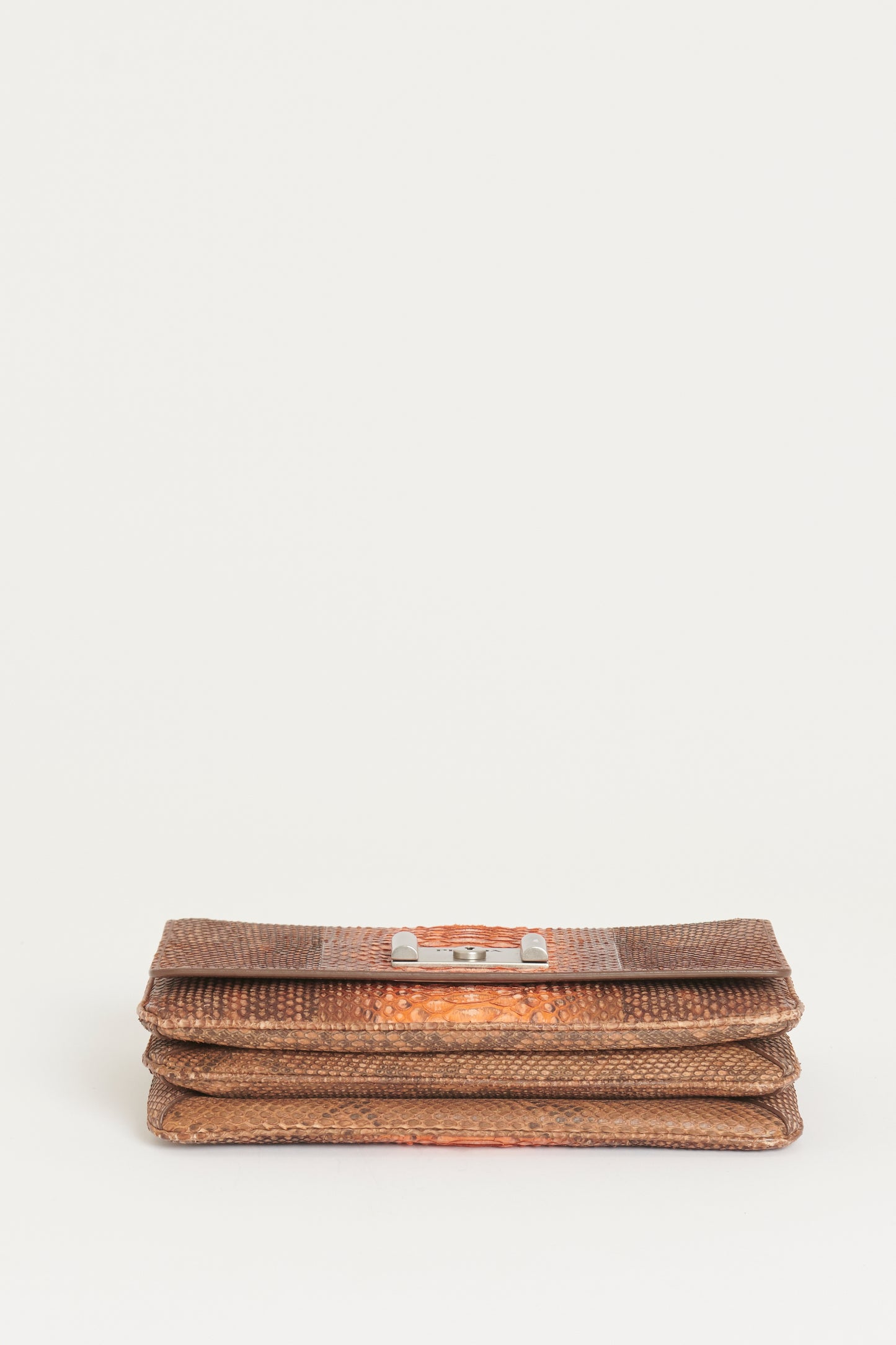 Brown/Coral Python Preowned Chain Shoulder Bag