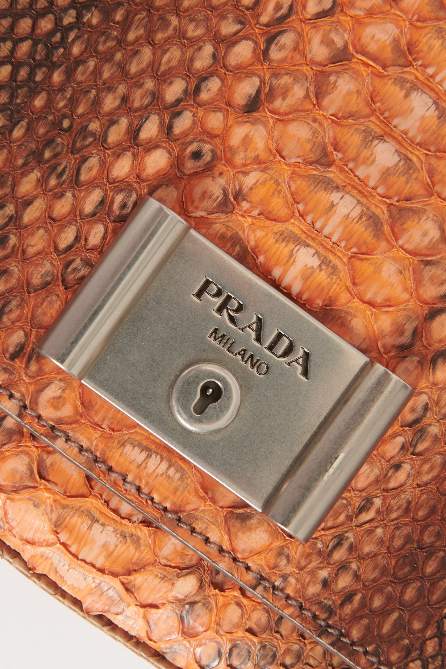 Brown/Coral Python Preowned Chain Shoulder Bag