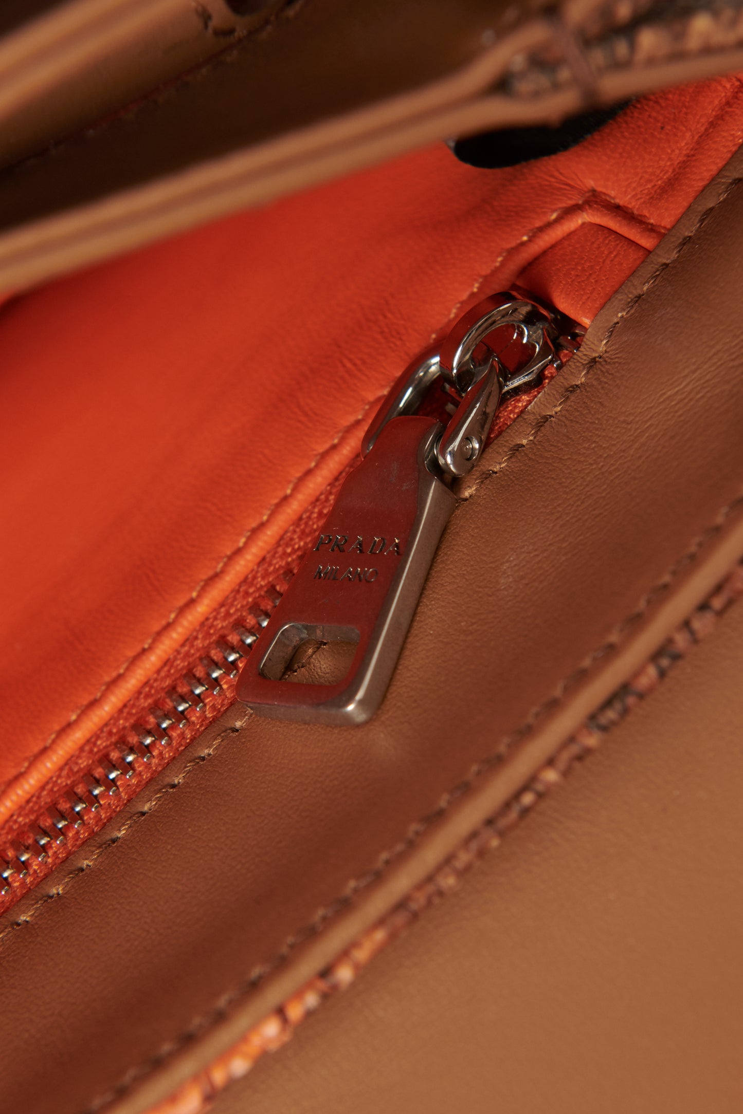 Brown/Coral Python Preowned Chain Shoulder Bag