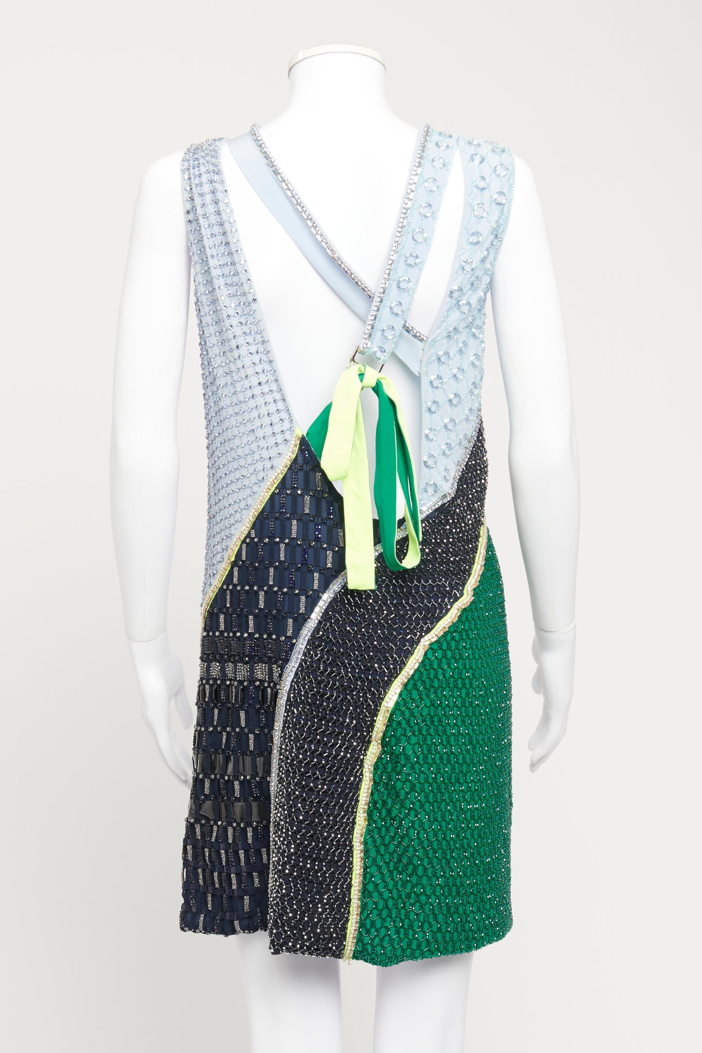 FW17 Blue & Green Silk Preowned Embellished Dress