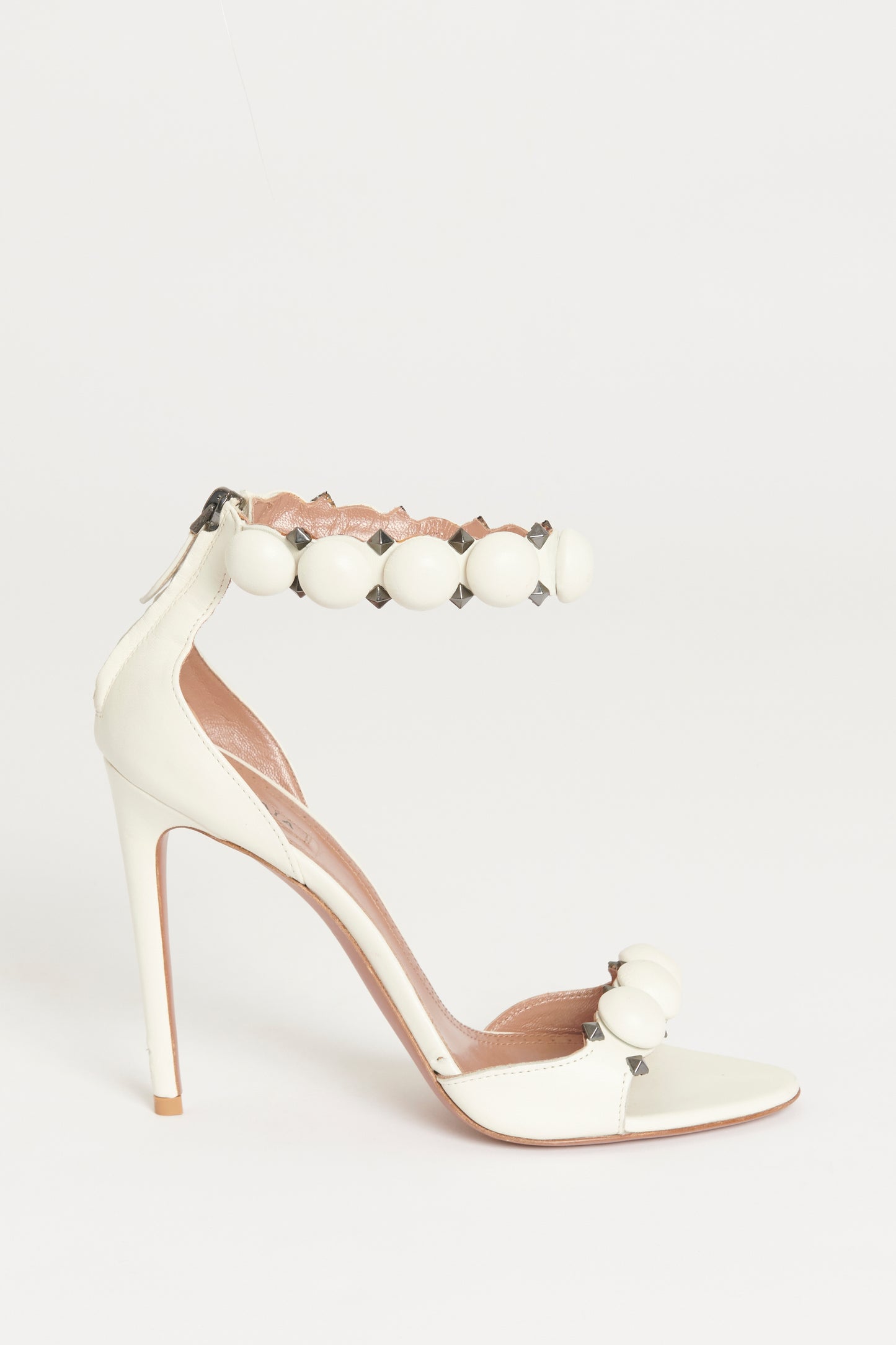 Ivory Leather Preowned La Bombe Sandals