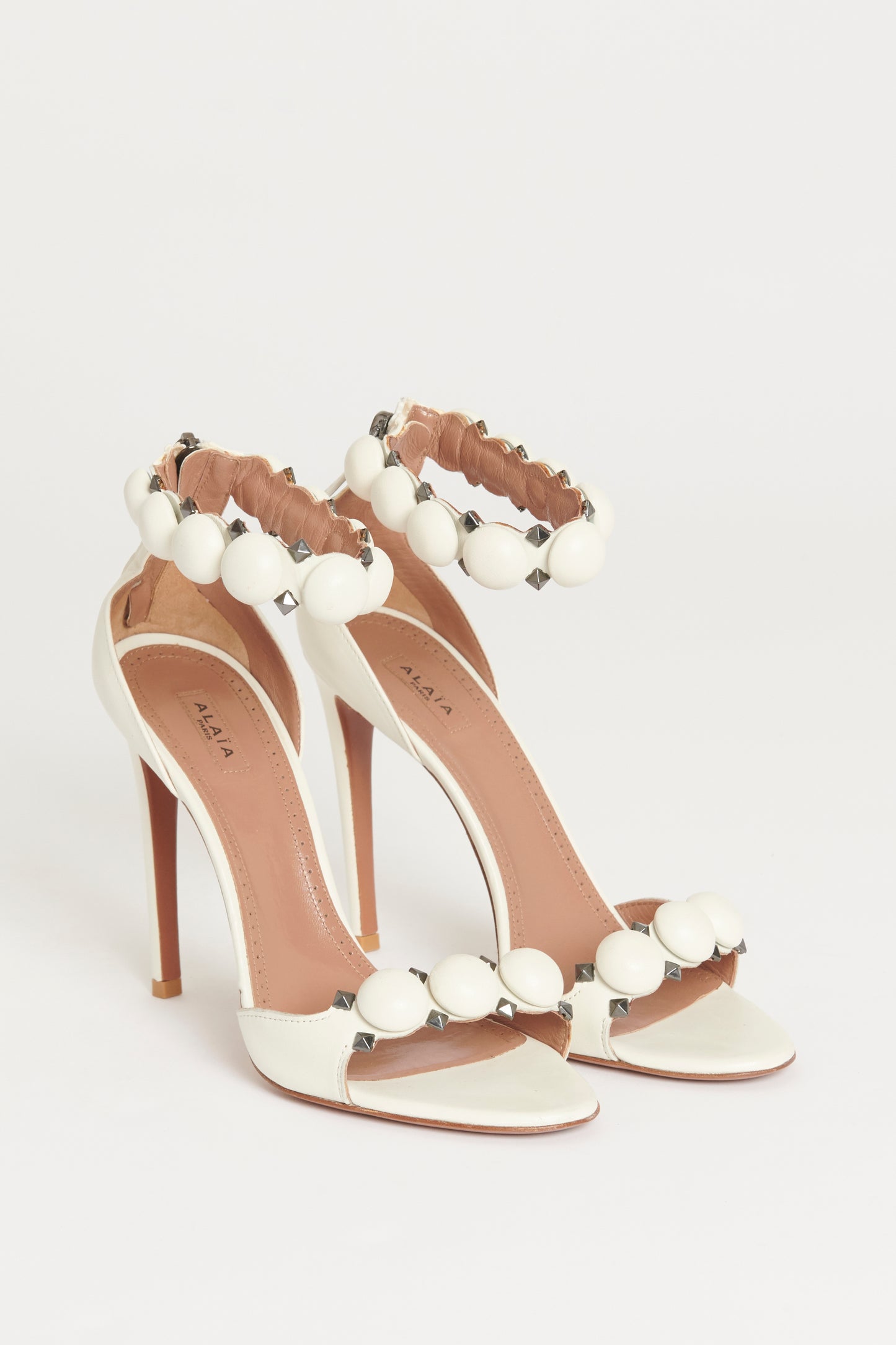 Ivory Leather Preowned La Bombe Sandals