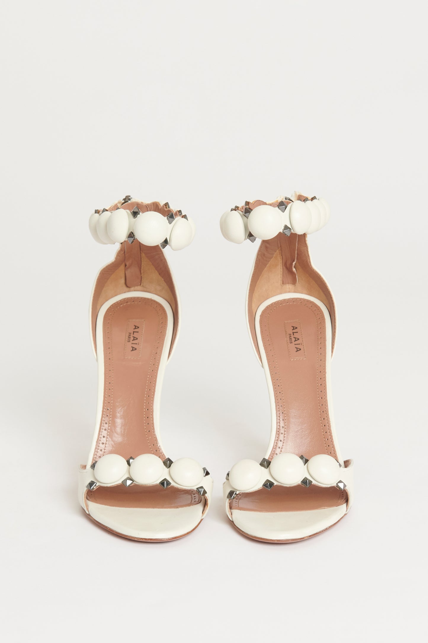 Ivory Leather Preowned La Bombe Sandals