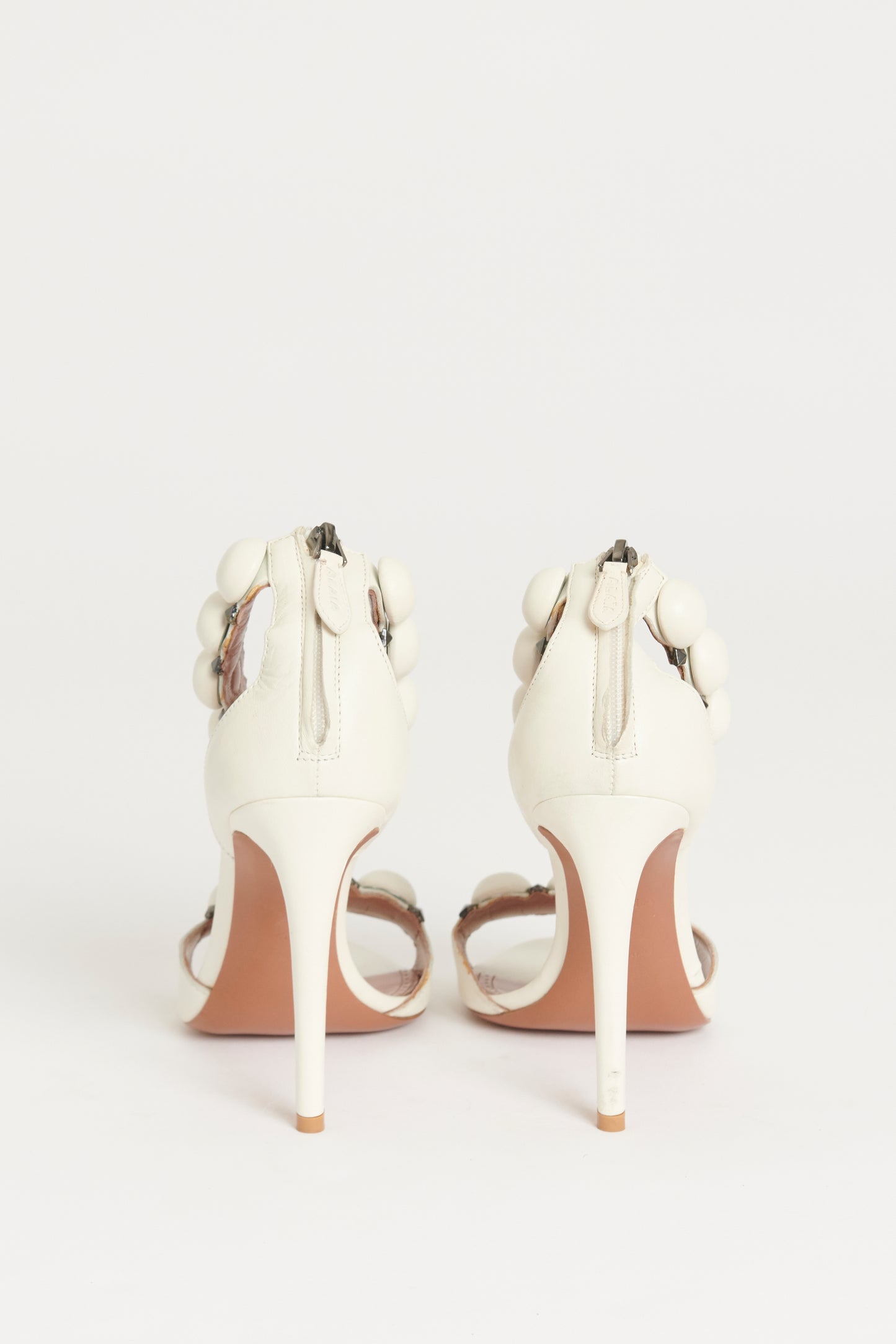 Ivory Leather Preowned La Bombe Sandals