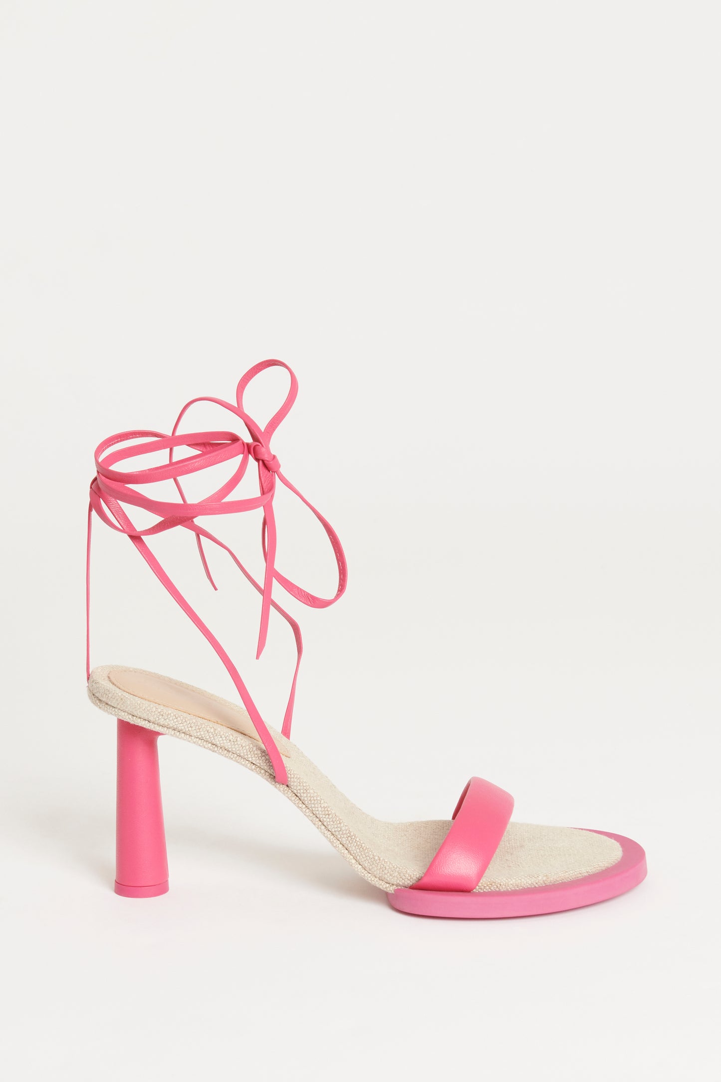 Pink & Beige Leather Preowned Les Carre Rond Sandals