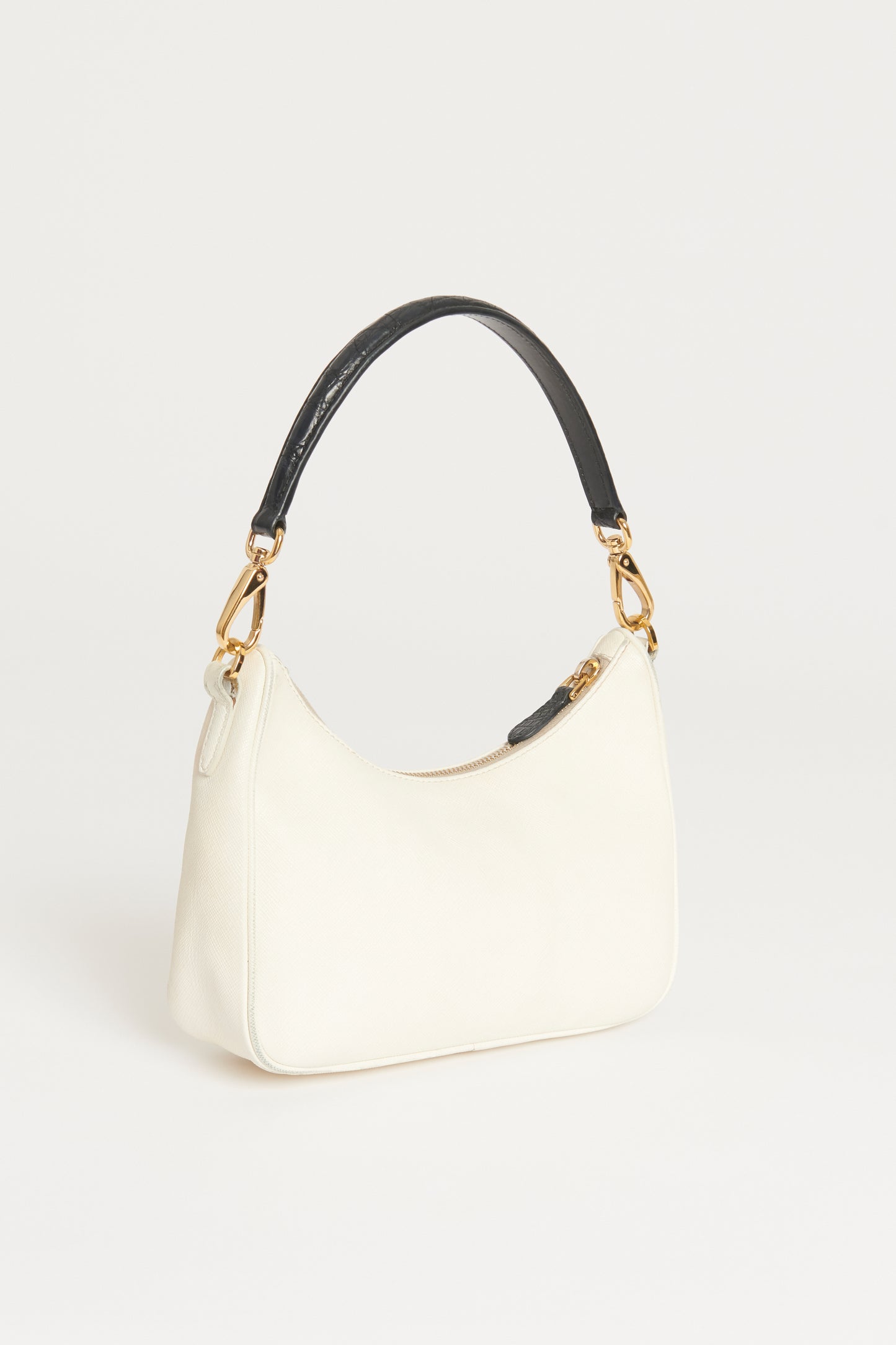 Cream Saffiano Leather Preowned Mini Hobo Bag