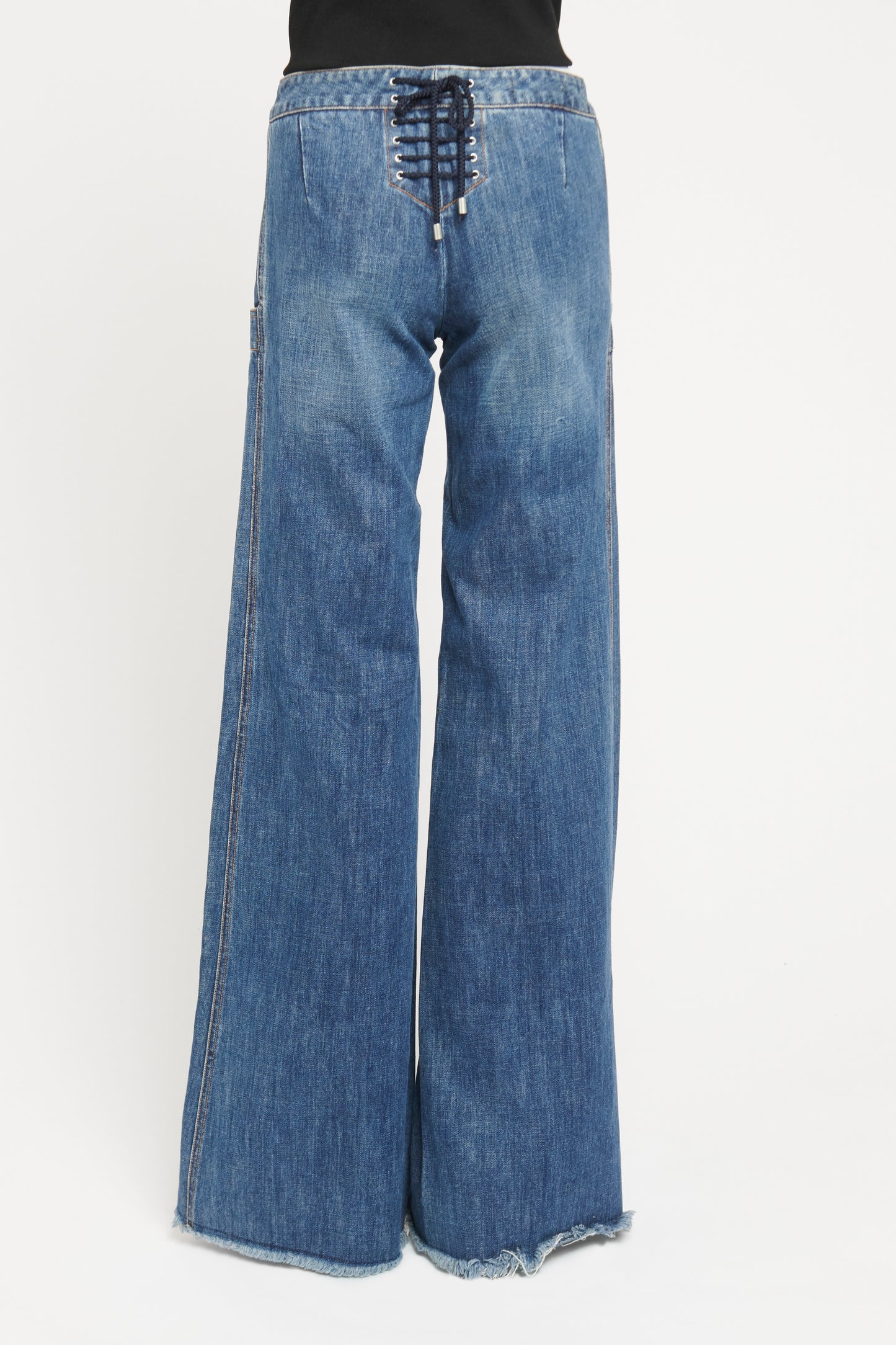 Blue Denim Horizontal Button Preowned Jeans