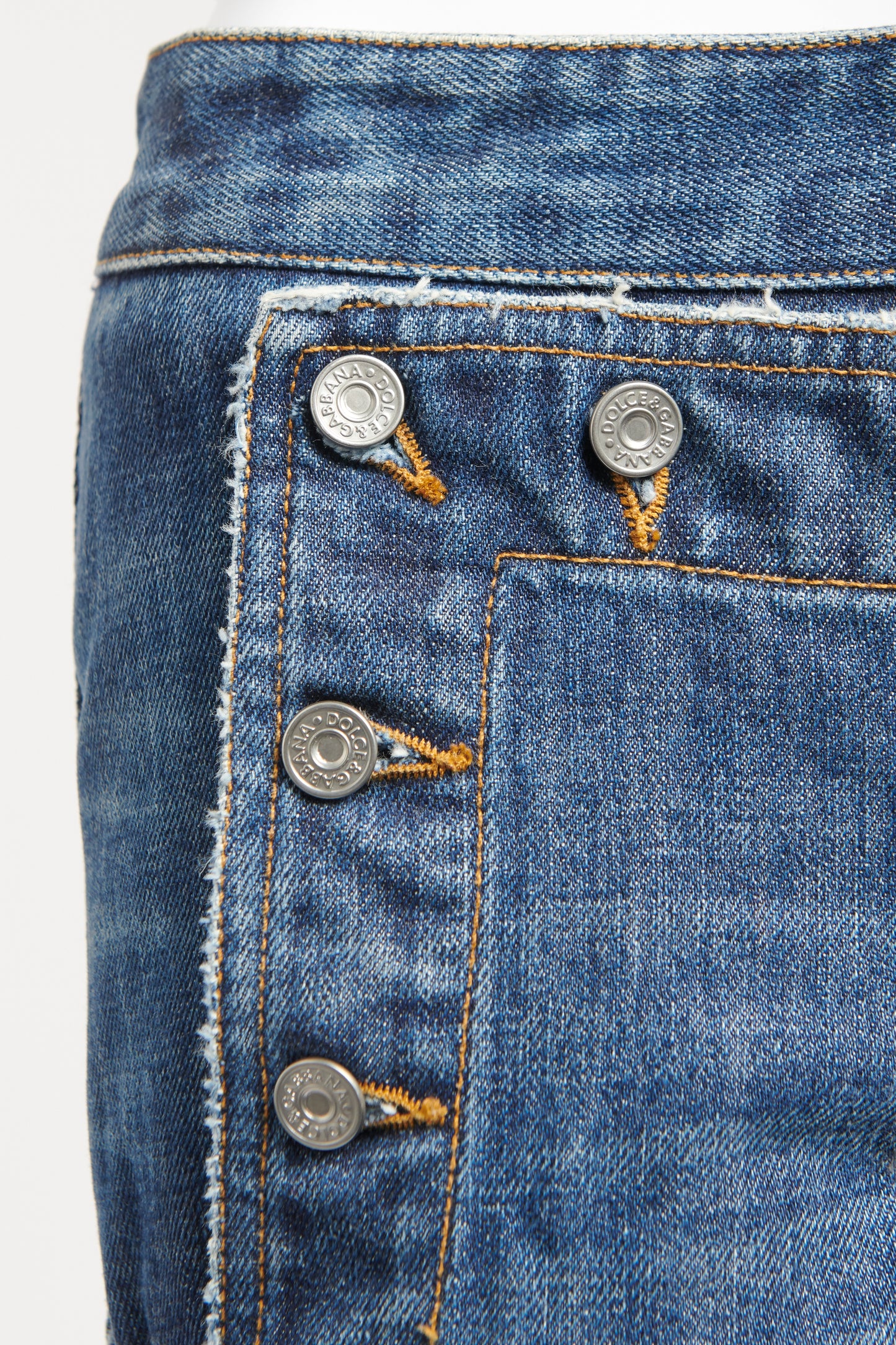 Blue Denim Horizontal Button Preowned Jeans