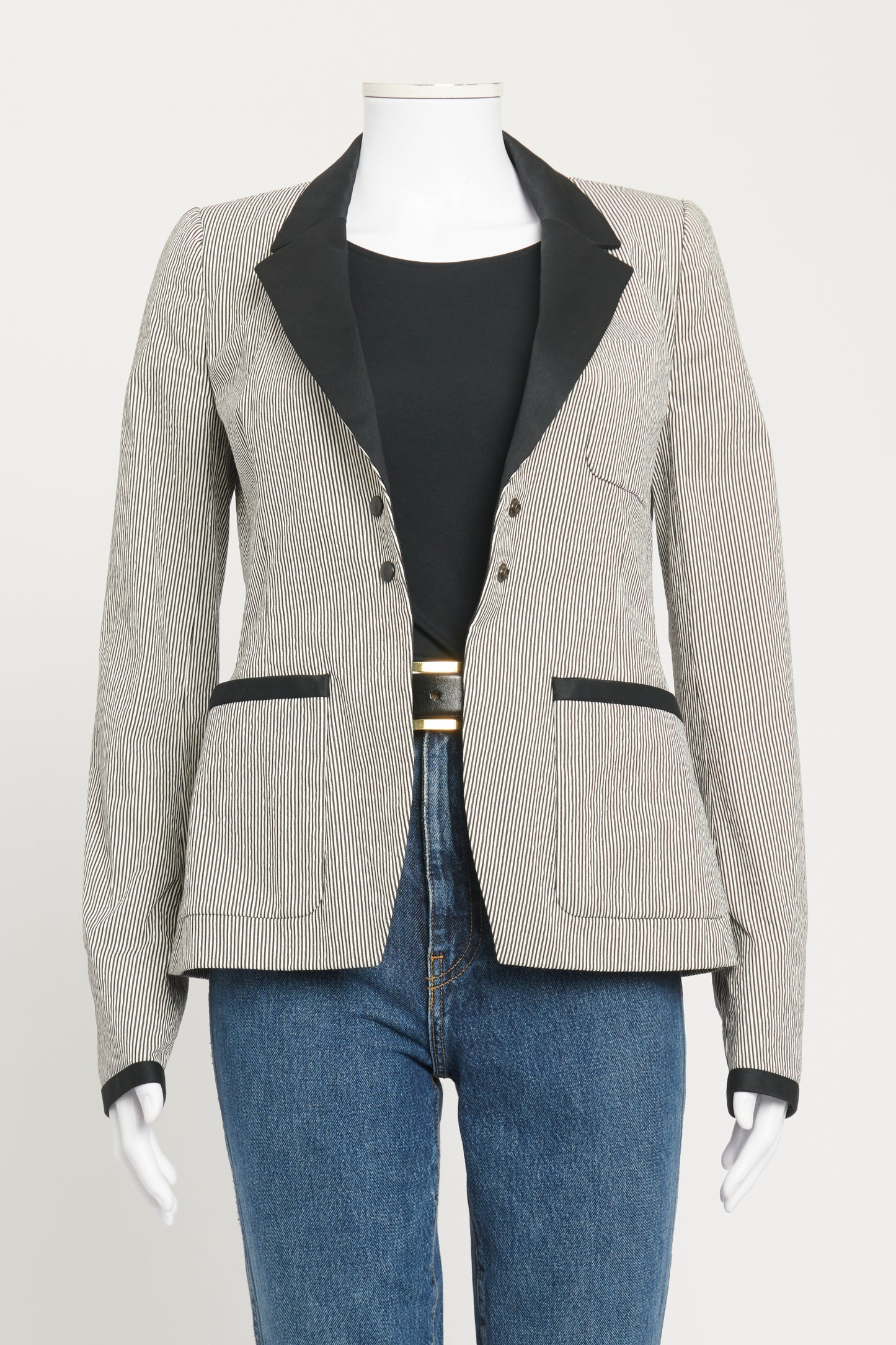 Black and White Pin Stripe Preowned Blazer