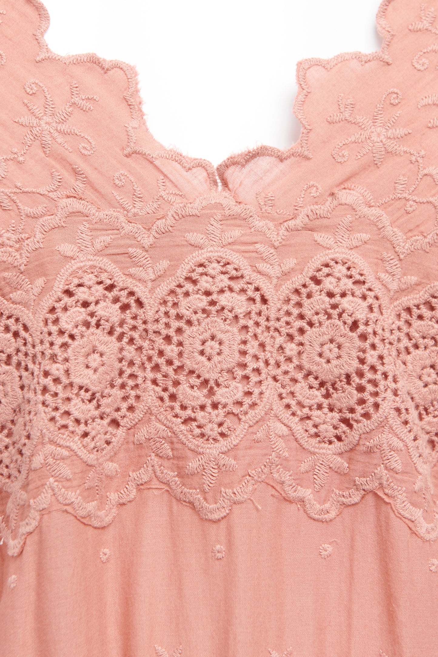 Dusty Pink Cotton Embroidered Maxi Dress