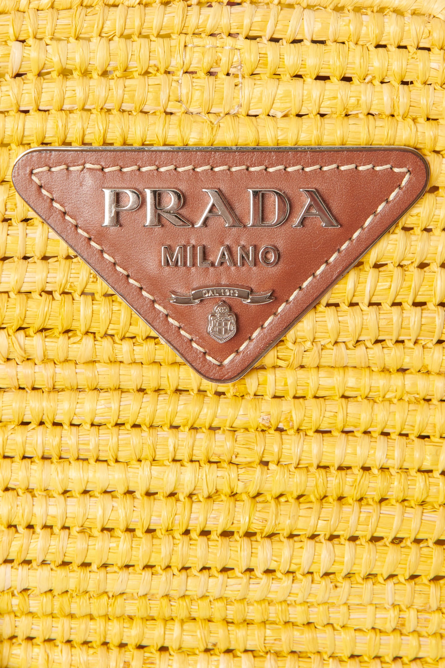 Yellow Straw & Leather Basket Tote