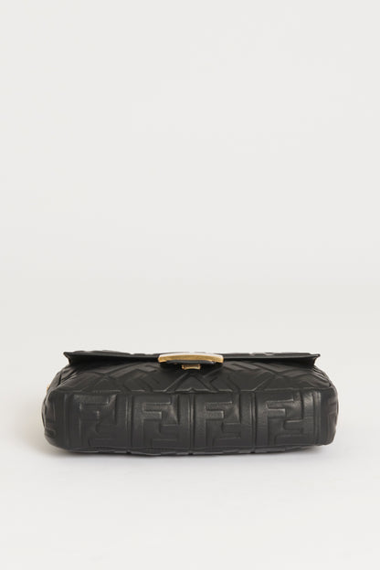 Black Leather Medium Baguette Preowned Bag
