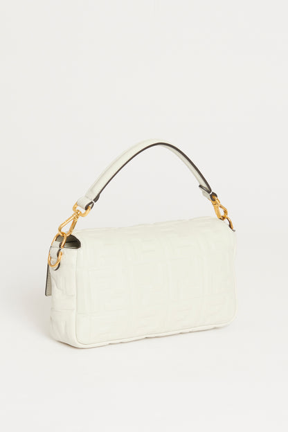 2020 White Nappa Leather Medium Baguette Preowned Bag