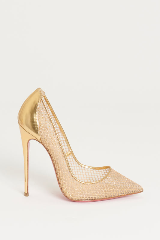 Gold Follies Resille 120 Fishnet Preowned Pumps